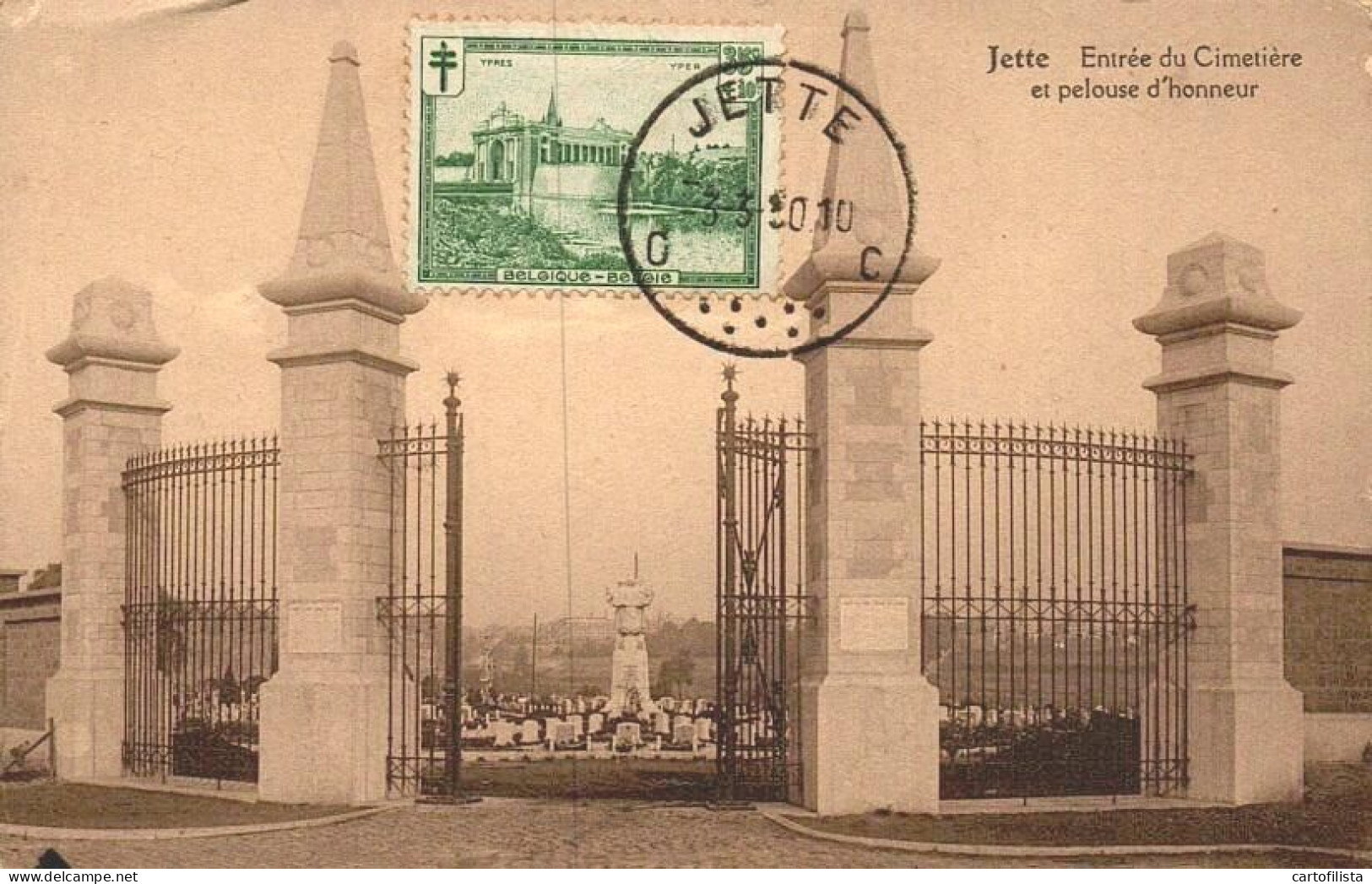 JETTE, Brussels - Entrée Du Cimetière Et Pelouse D'Honneur  ( 2 Scans ) - Jette