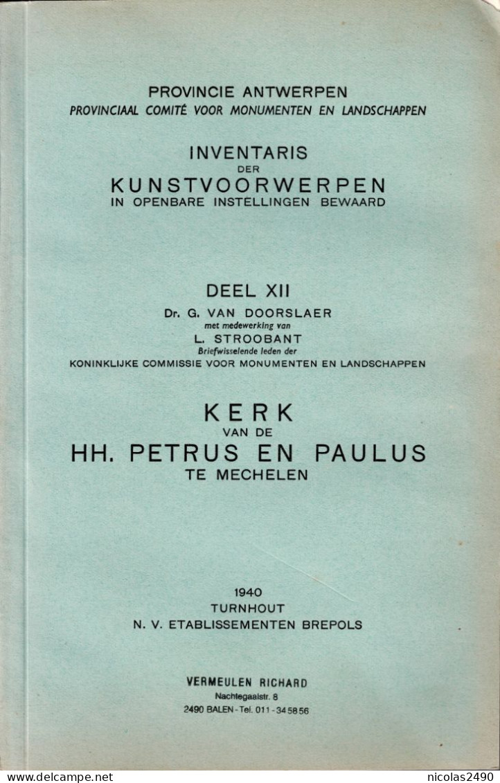 Inventaris Der Kunstvoorwerpen - Kerk HH.Petrus En Paulus Mechelen Uitgave 1940 - Oud