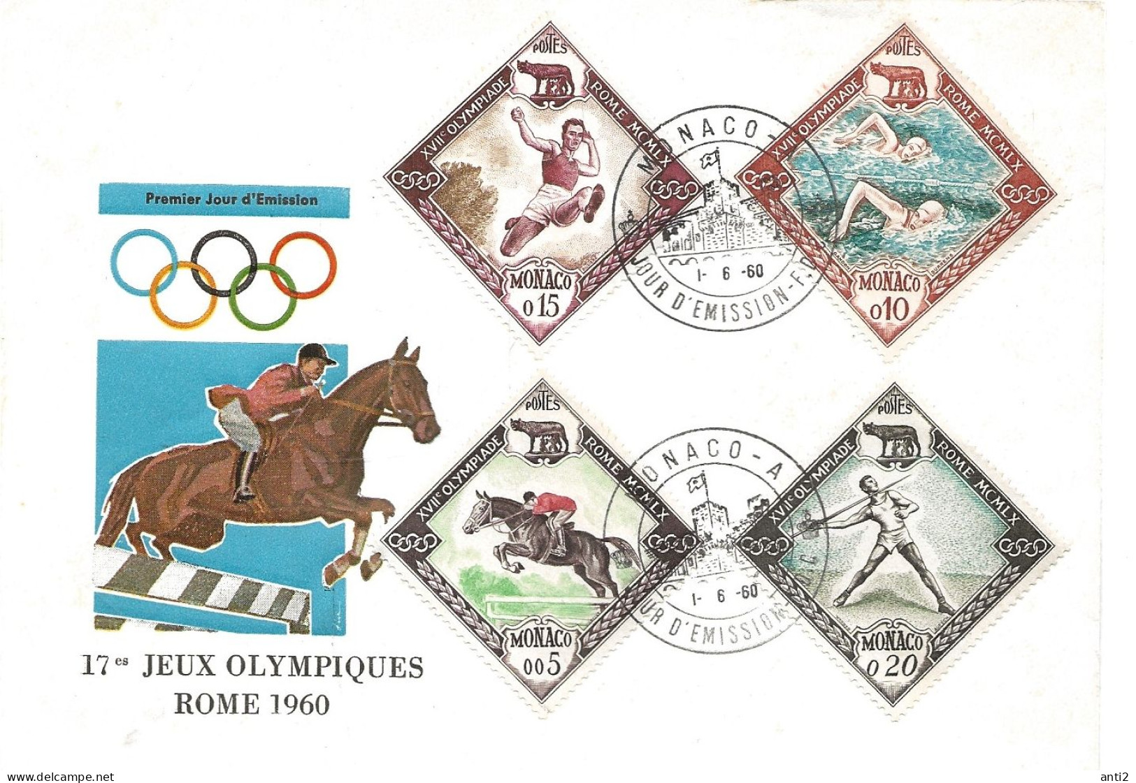 Monaco 1960 Olympic Summer Games Rome, Mi 629-632  FDC - FDC