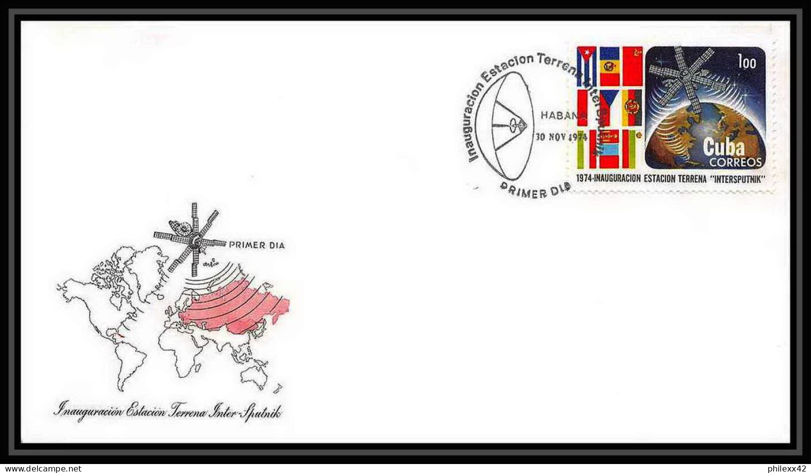 8457/ Espace (space Raumfahrt) Lettre (cover Briefe) 30/11/1974 Estacion Terrena Sputnik CUBA - Zuid-Amerika