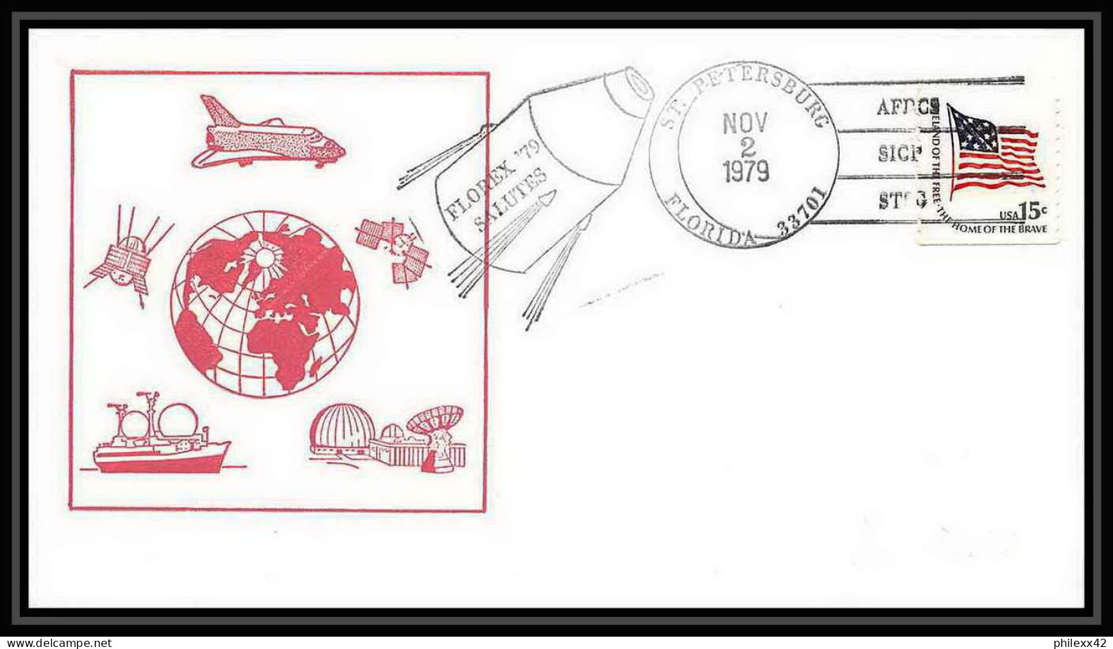 8231/ Espace (space Raumfahrt) Lettre (cover Briefe) 2/11/1979 Florex 79 Salutes Space Shuttle (navette) USA - USA