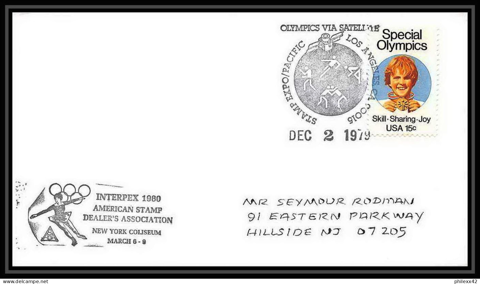8238/ Espace (space) Lettre (cover Briefe) 2/12/1979 Interpex 1980 Jeux Olympiques (olympic Games) Via Satelitte USA - USA