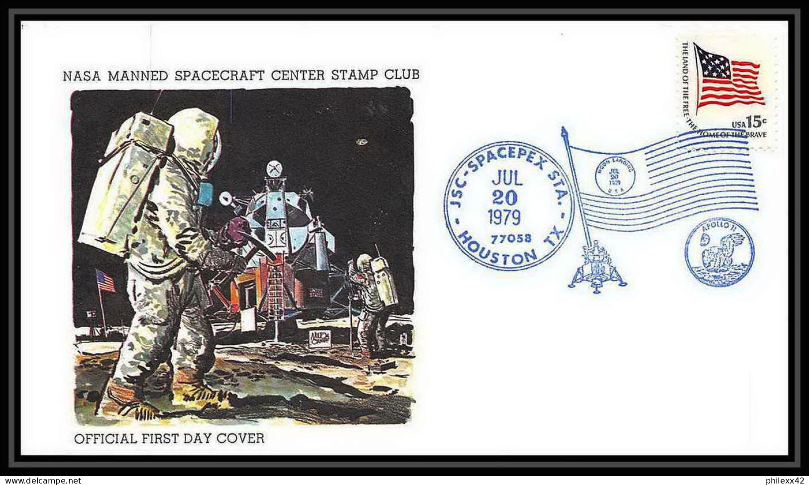 8213/ Espace (space Raumfahrt) Lettre (cover Briefe) 20/7/1979 10 Ans Apollo 11 Spacepex Houston USA - USA