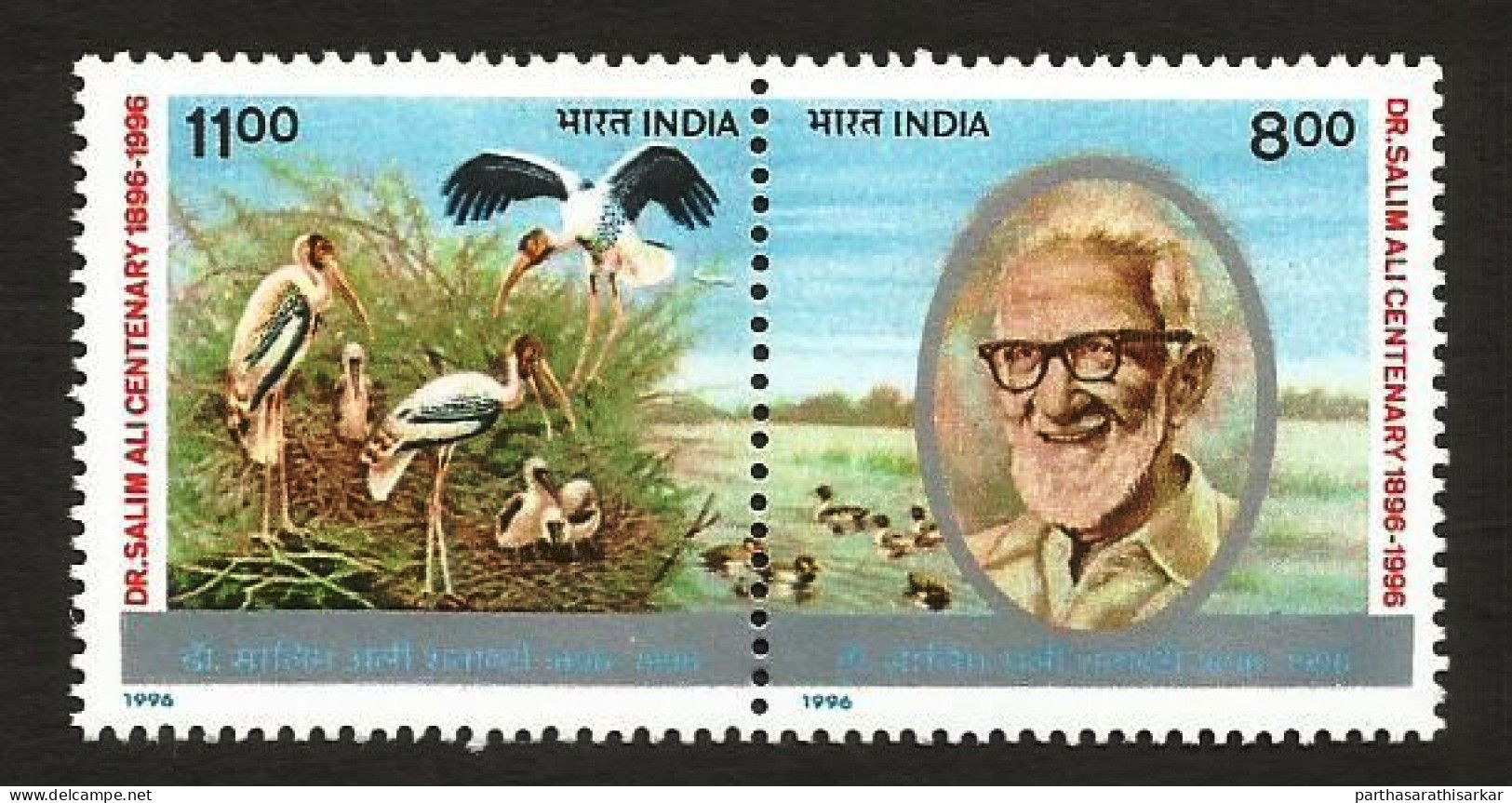 INDIA 1996 100TH BIRTH ANNIVERSARY OF SALIM ALI, ORNITHOLOGIST COMPLETE SET MNH RARE - Unused Stamps