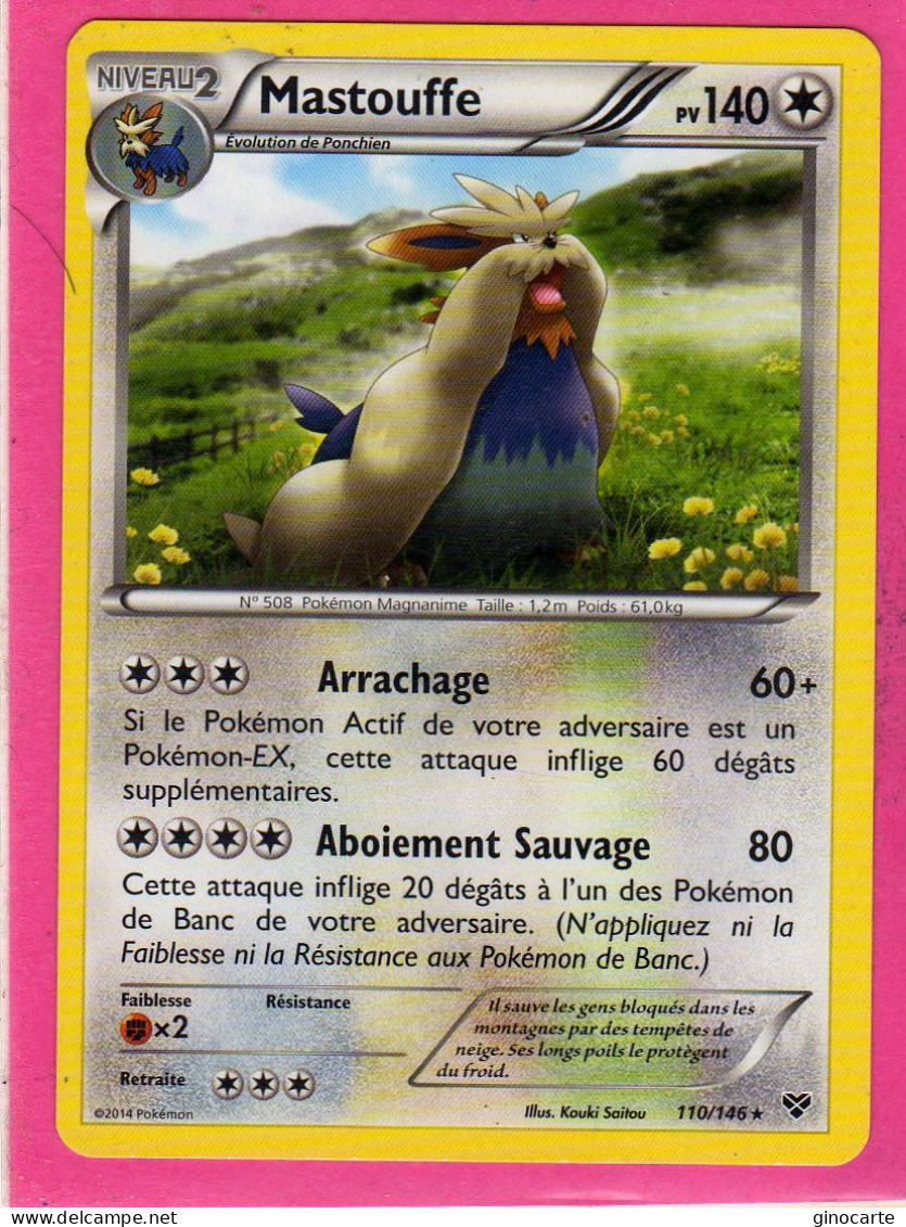 Carte Pokemon Francaise 2014 Xy Xy 110/146 Mastouffe 140pv Neuve - XY