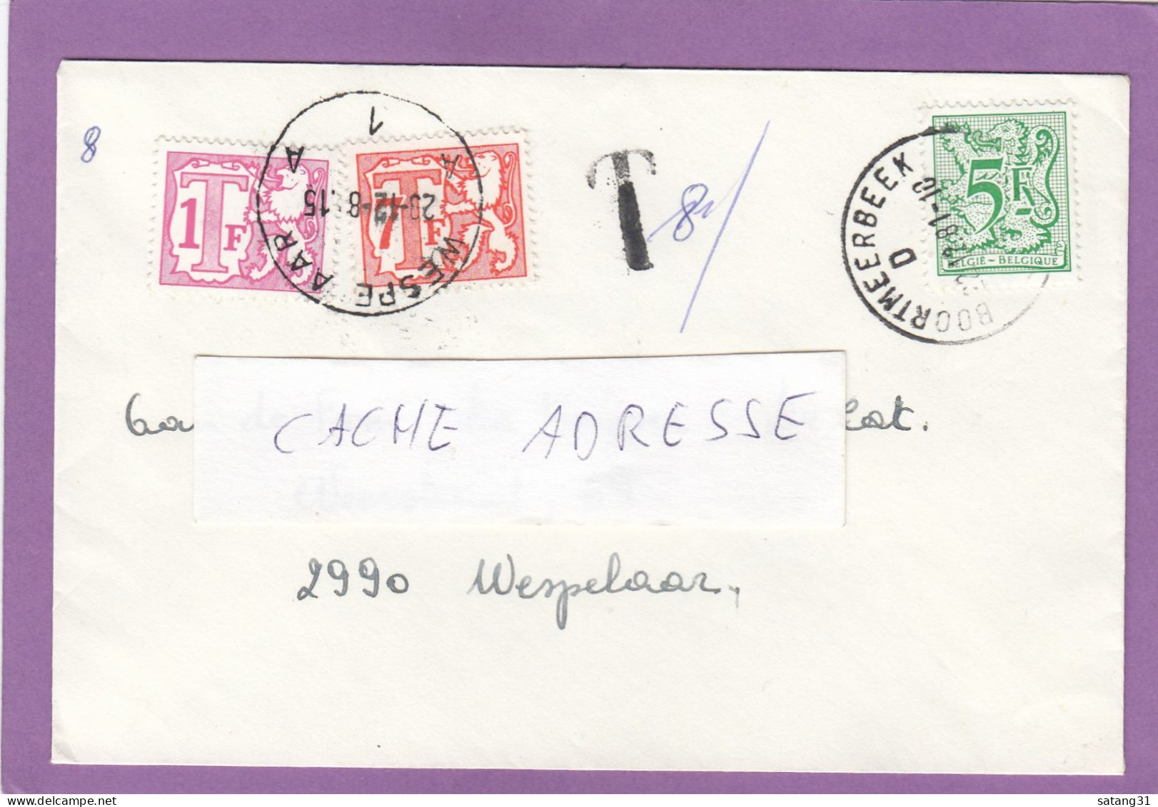 LETTRE DE BOORTMEERBEEK POUR WESPELAAR,TAXEE A L'ARRIVEE A 8 FRANCS,1981. - Cartas & Documentos