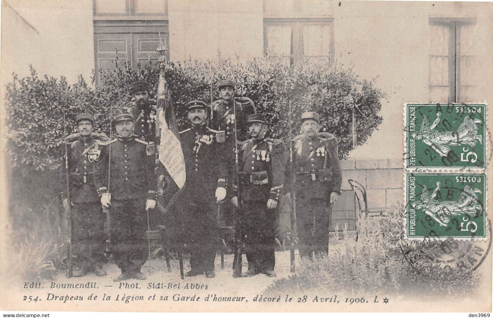 Algérie - SIDI-BEL-ABBES - Drapeau De La Légion Etrangère Et Sa Garde D'honneur, Décoré 28 Avril 1906 - Voyagé (2 Scans) - Sidi-bel-Abbès