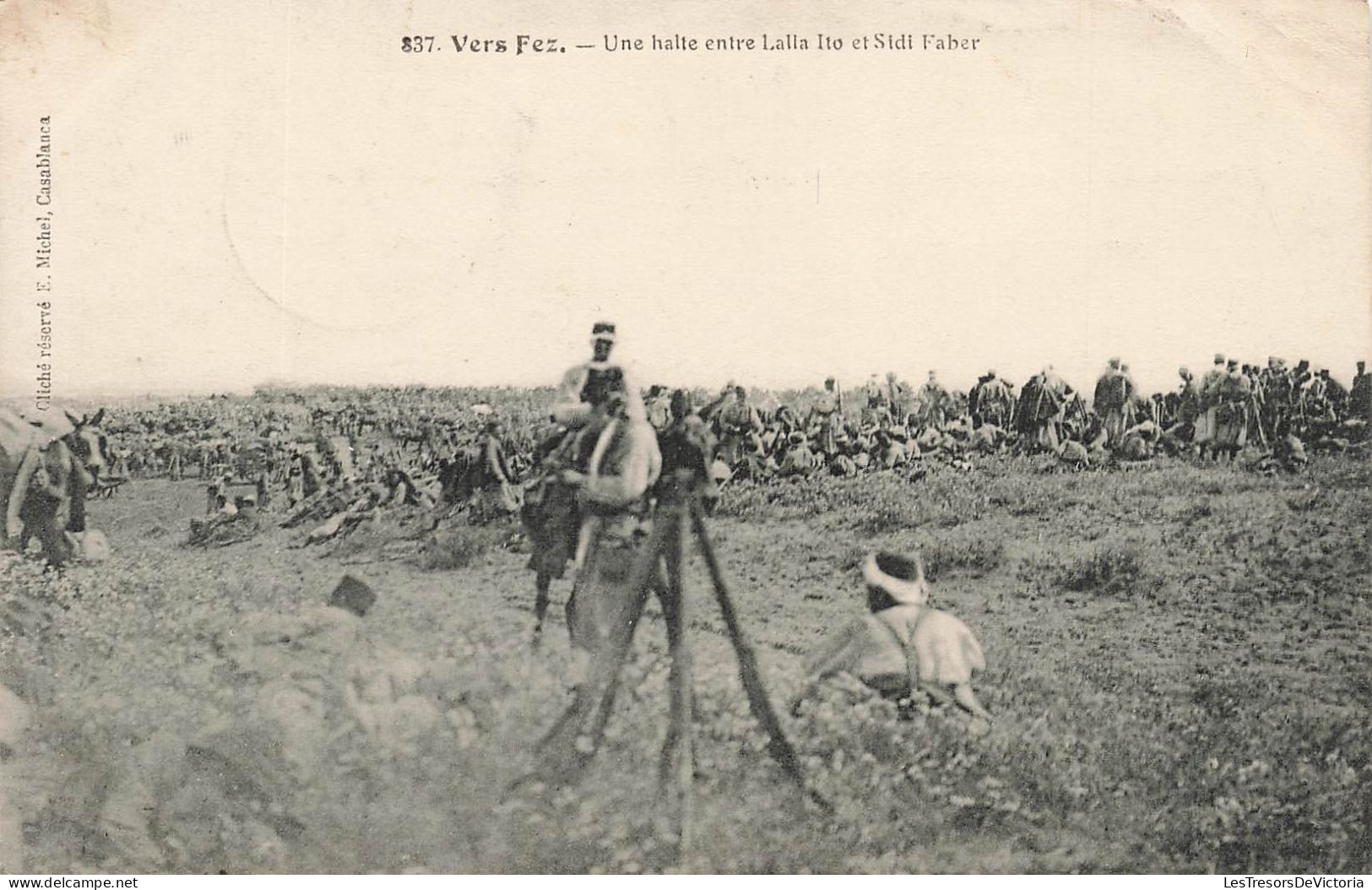 MAROC - Vers Fez - Une Halte Entre Lalla Ilo Et Sidi Faber - Animé - Carte Postale Ancienne - Fez (Fès)