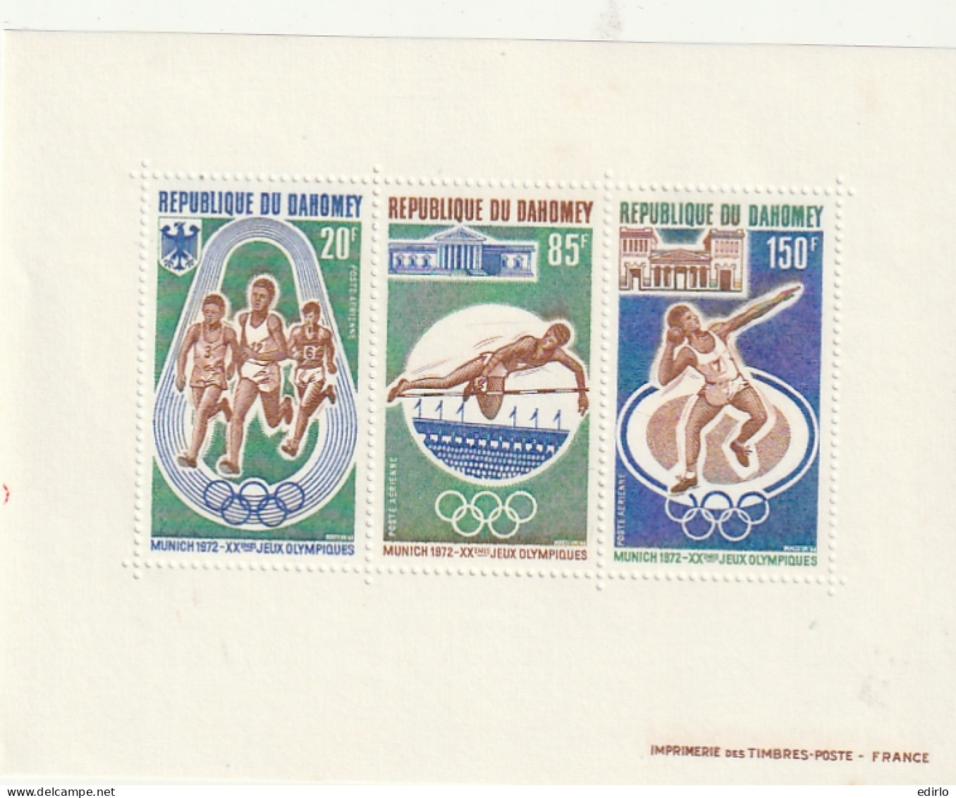 ///    DAHOMEY  ////  Bloc Feuillet   N° 20 Jeux Olympiques De Munich  1972 ** - Brieven En Documenten