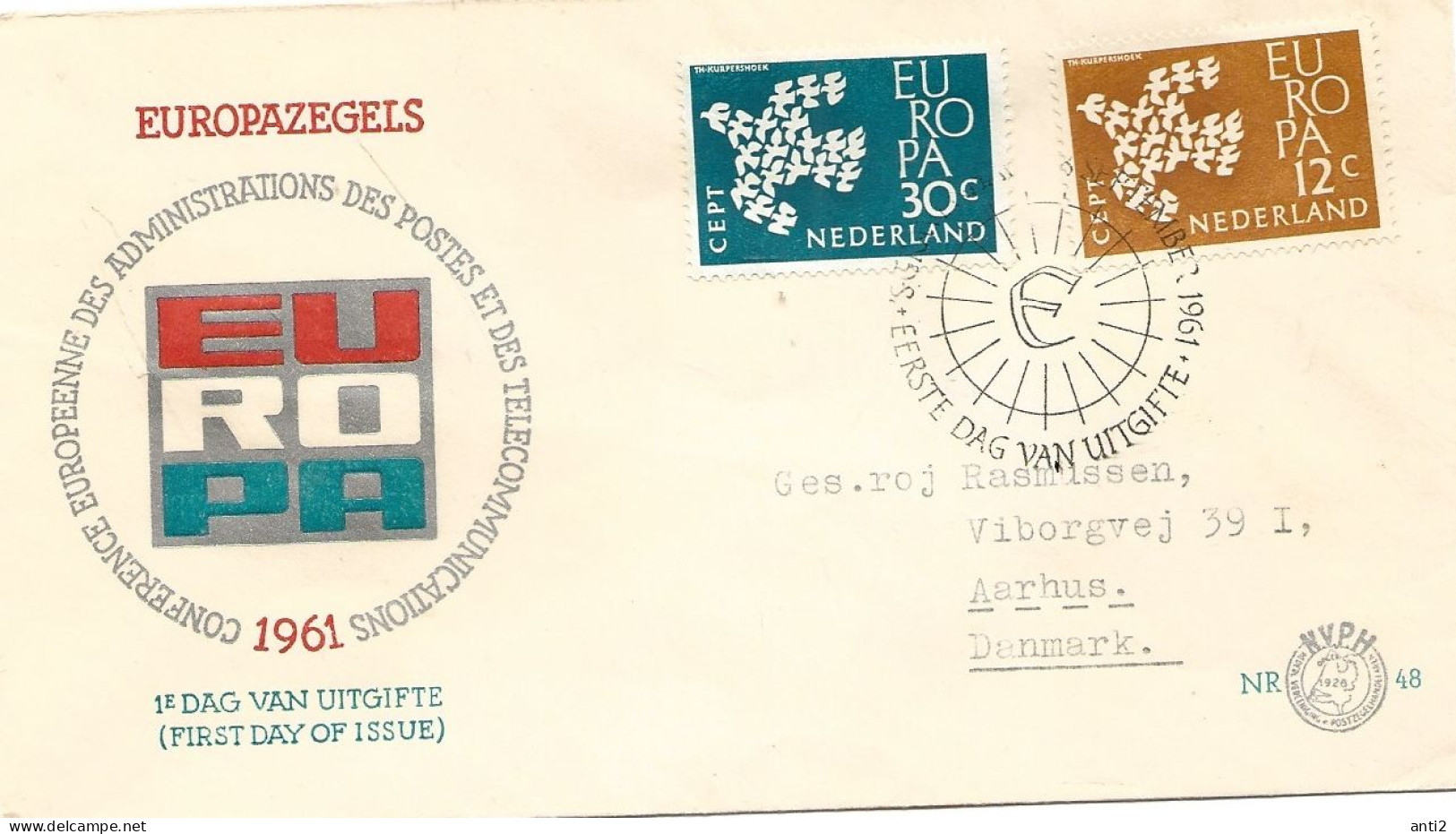 Netherlands 1961 Eruope -  Stylized Pigeon From 19 Individual Pigeons,  Mi 765-766  FDC - FDC