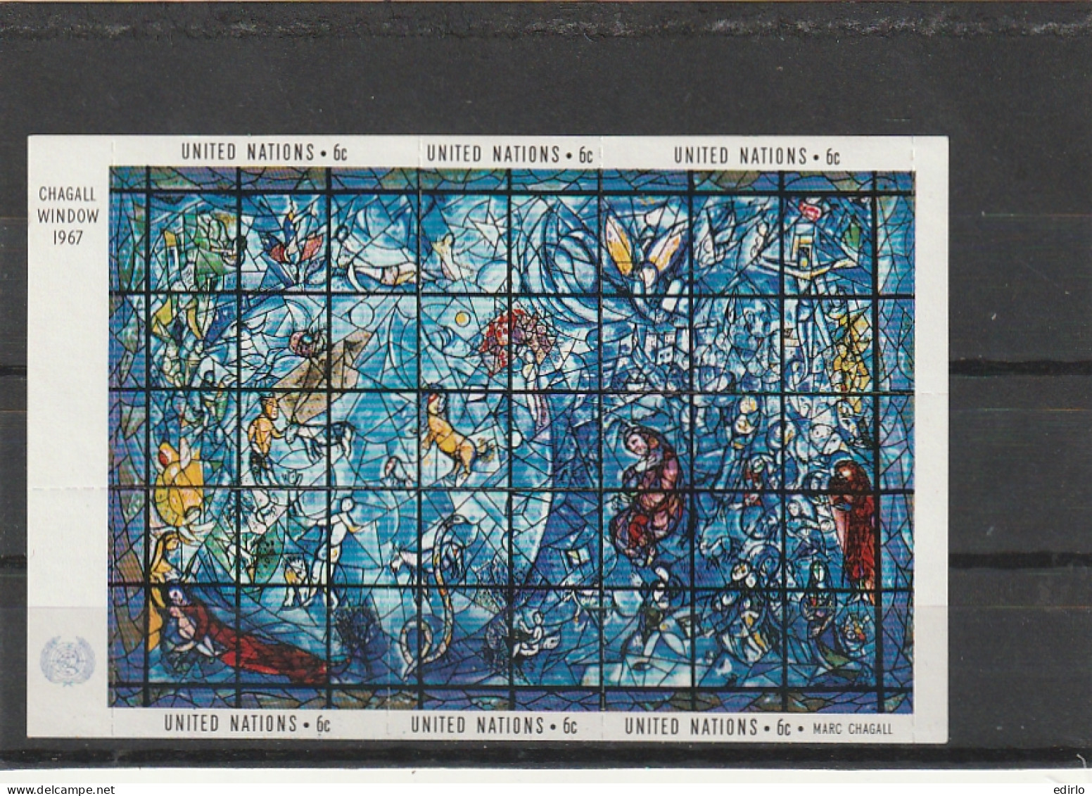 ///   NATIONS UNIS  ///   New York - Bloc Feuillet ** Sheetlet -- Marc Chagall 1967 - Unused Stamps