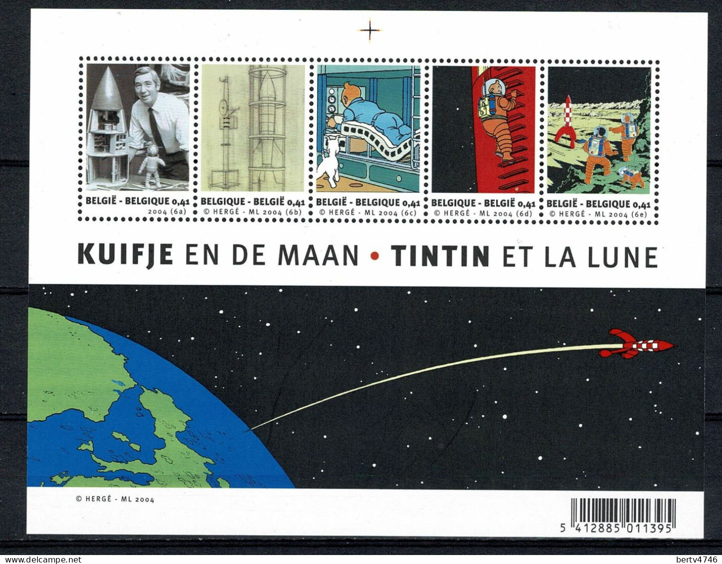 Belg 2004  Bl 109**, Yv. Bf 99** MNH Kuifje En De Maan / Tintin Et La Lune - Neufs