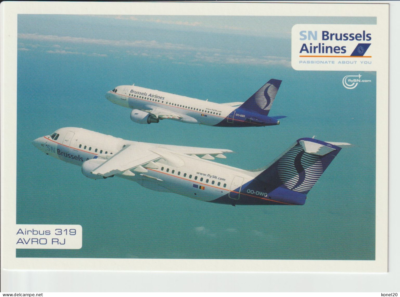 Promotioncard Brussels Airlines Airbus A319 & AVRO RJ Aircraft - 1919-1938: Entre Guerres