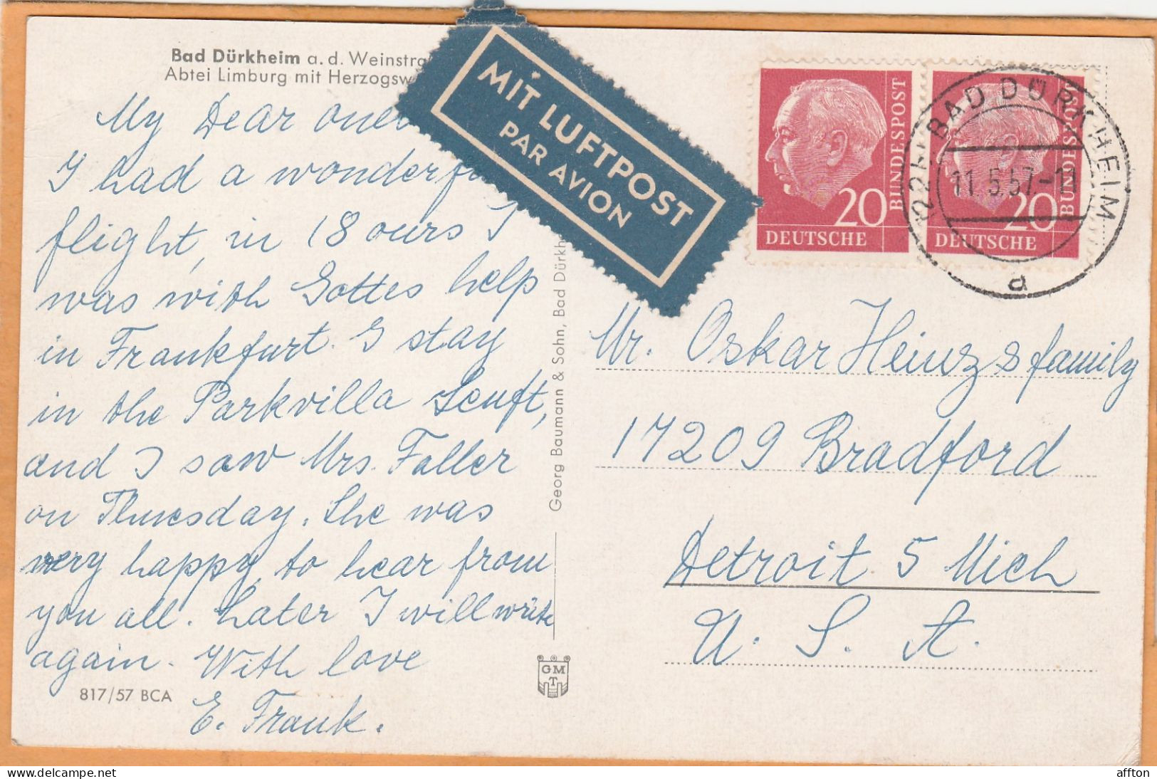 Bad Durkheim Germany 1950 Postcard - Bad Duerkheim