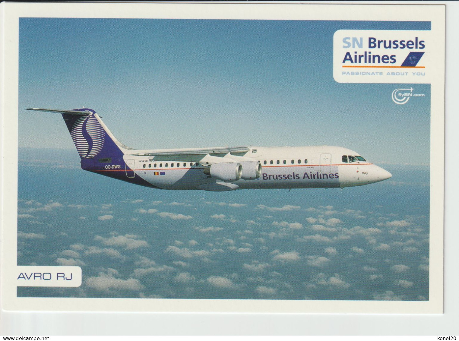 Promotioncard Brussels Airlines AVRO RJ Aircraft - 1919-1938: Between Wars