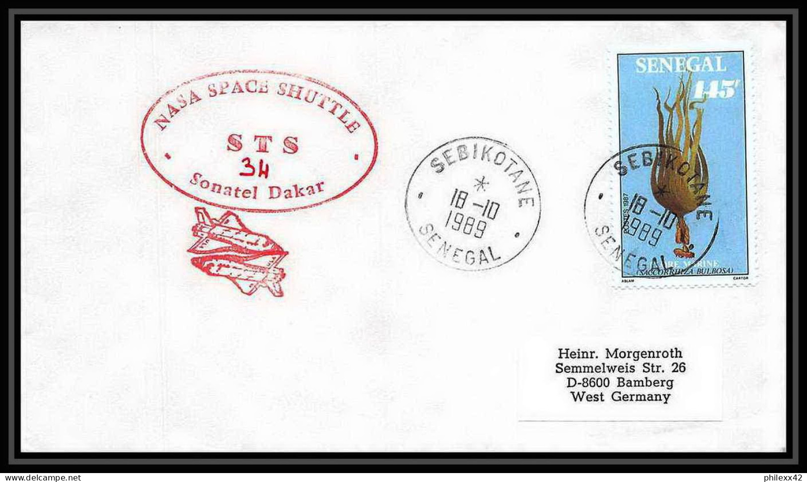 9807/ Espace (space Raumfahrt) Lettre (cover Briefe) 18/10//1989 Sts-34 Shuttle (navette) Sénégal - Afrique