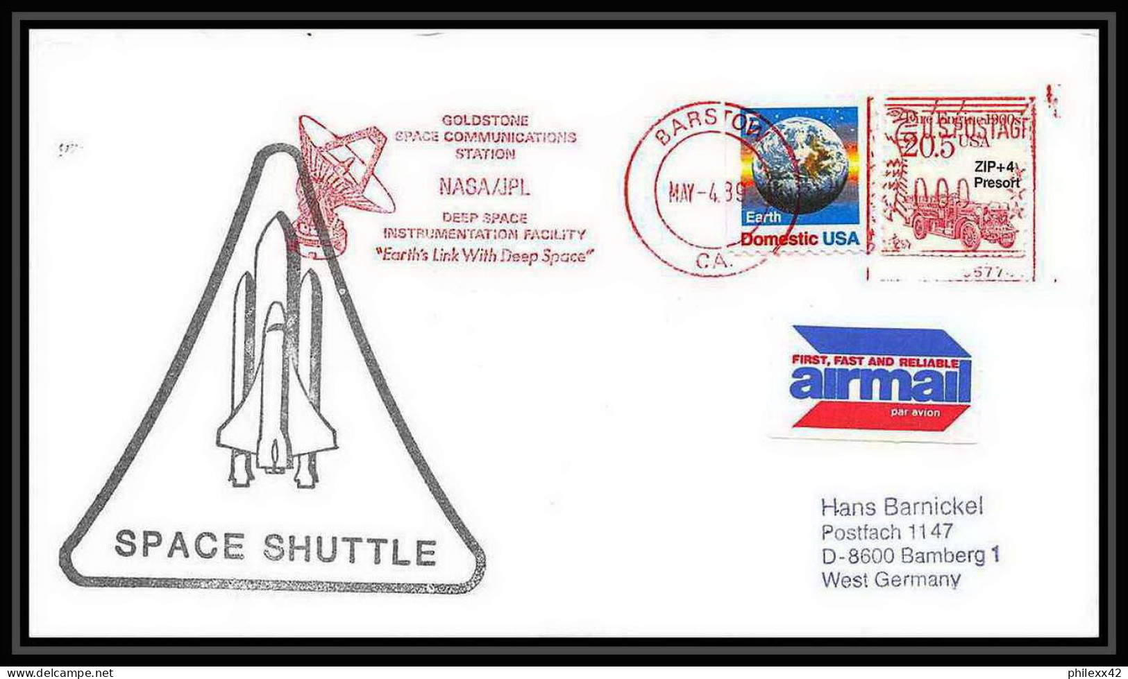 9708/ Espace (space Raumfahrt) Lettre (cover Briefe) 4/5/1989 Barton Goldstone Launch Sts-30 Shuttle (navette) USA - United States