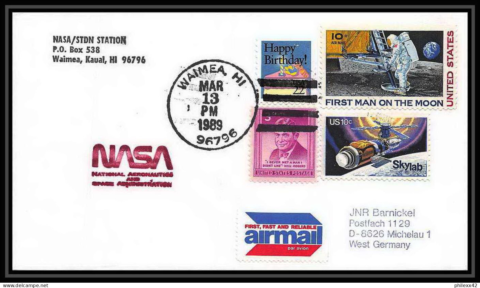 9688/ Espace (space Raumfahrt) Lettre (cover Briefe) 13/3/1989 Waimea Launch Sts-29 Shuttle (navette) USA - United States