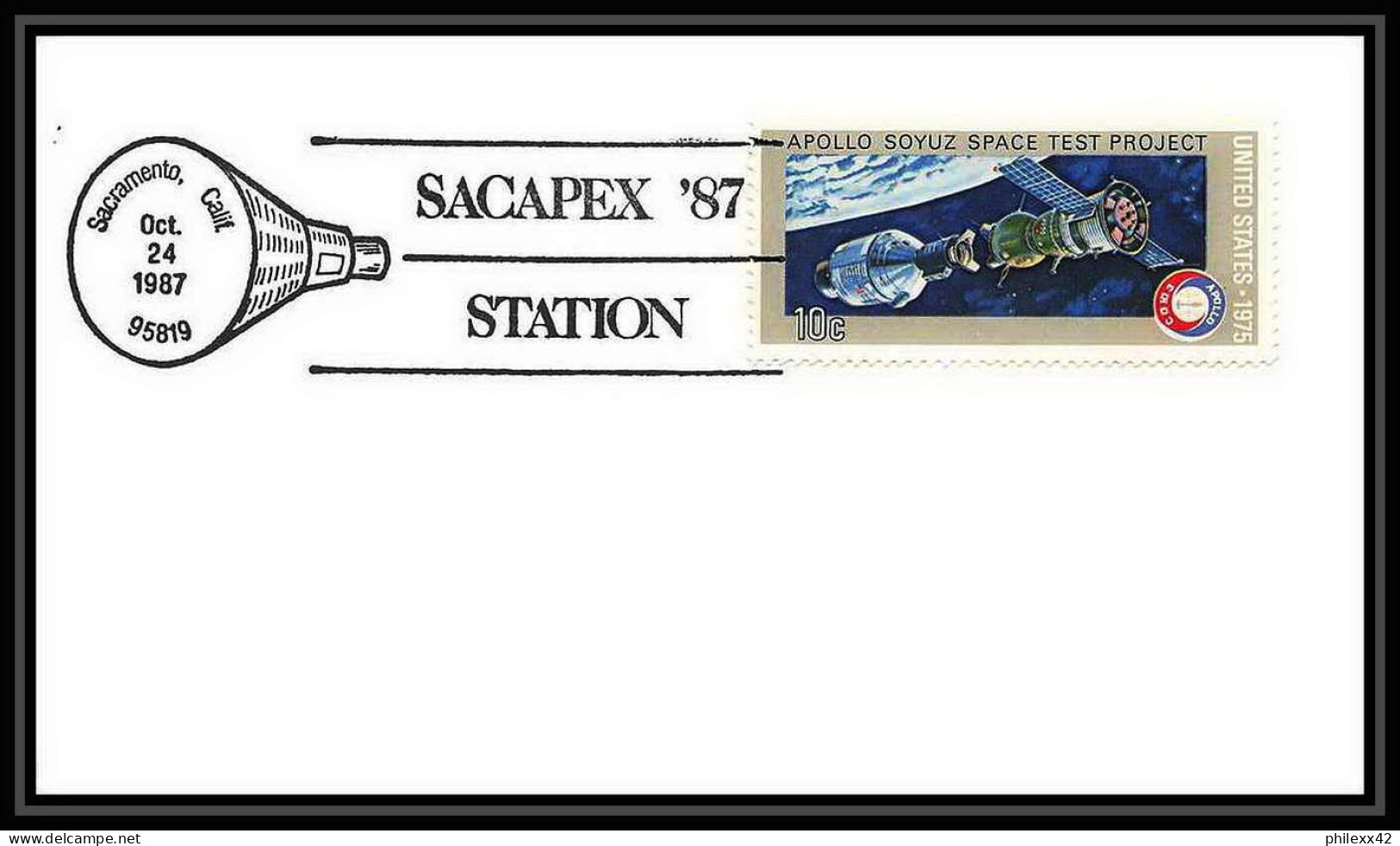 9442/ Espace (space Raumfahrt) Lettre (cover) 24/10/1987 Sacapex 87 Station Sacramento Shuttle (navette) USA - United States