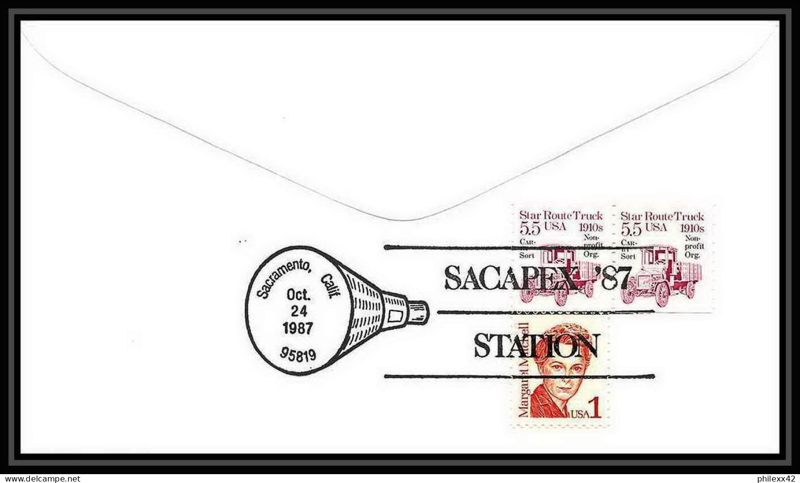 9442/ Espace (space Raumfahrt) Lettre (cover) 24/10/1987 Sacapex 87 Station Sacramento Shuttle (navette) USA - United States