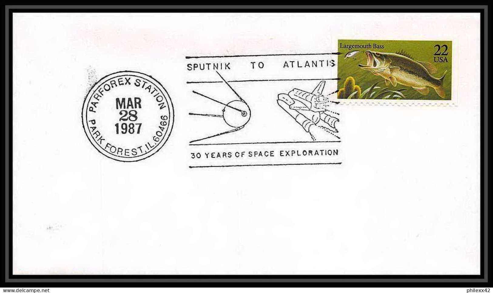 9435/ Espace (space Raumfahrt) Lettre (cover Briefe) 28/3/1987 Parforex Park Forest Sputnik To Atlantis USA - Estados Unidos