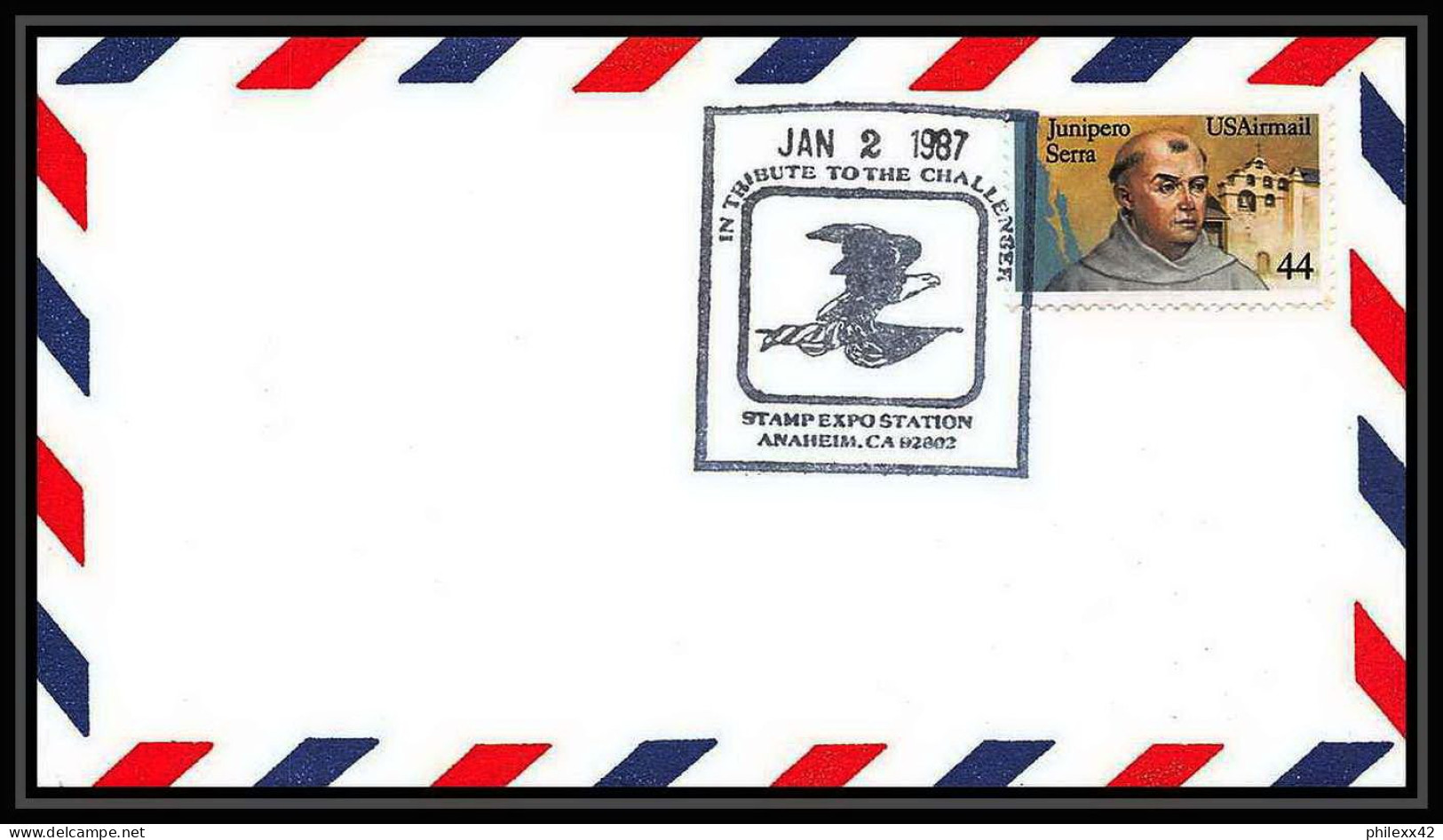 9429/ Espace (space) Lettre (cover) 2/1/1987 Anaheim Shuttle (navette) In Tribute To The Challenger USA - United States