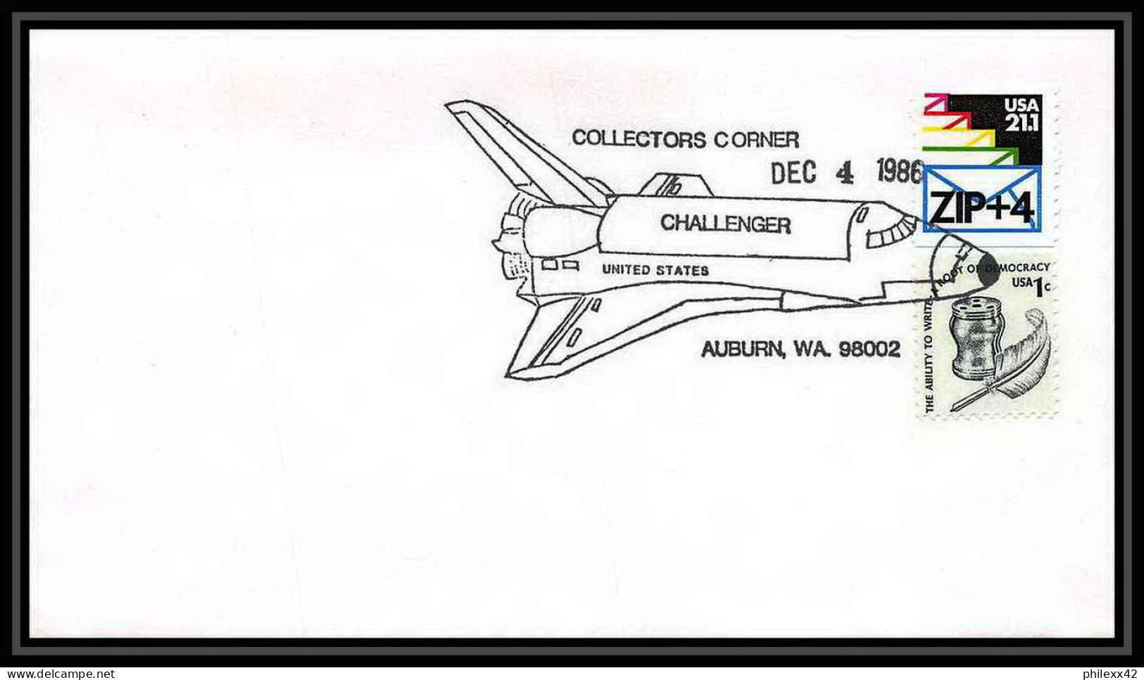 9307/ Espace (space Raumfahrt) Lettre (cover Briefe) 4/12/1986 Collectors Corner Challenger Auburn USA - United States