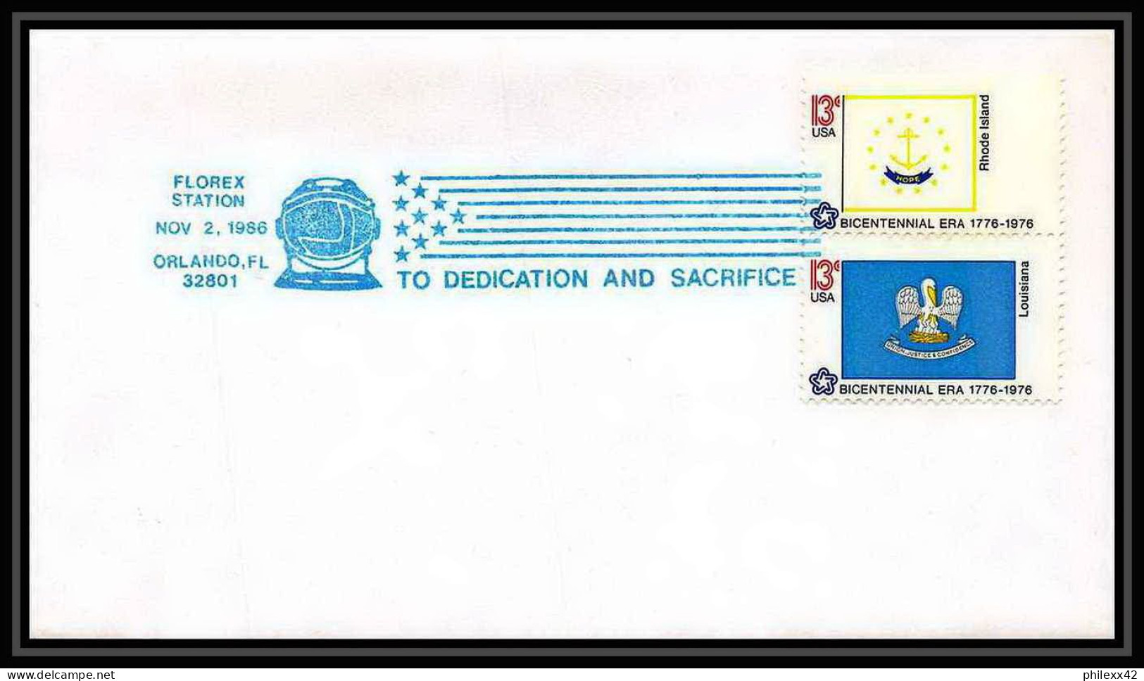 9306/ Espace (space) Lettre (cover) 2/12/1986 Florex 86 To Dedication And Sacrifice Shuttle (navette) USA - United States