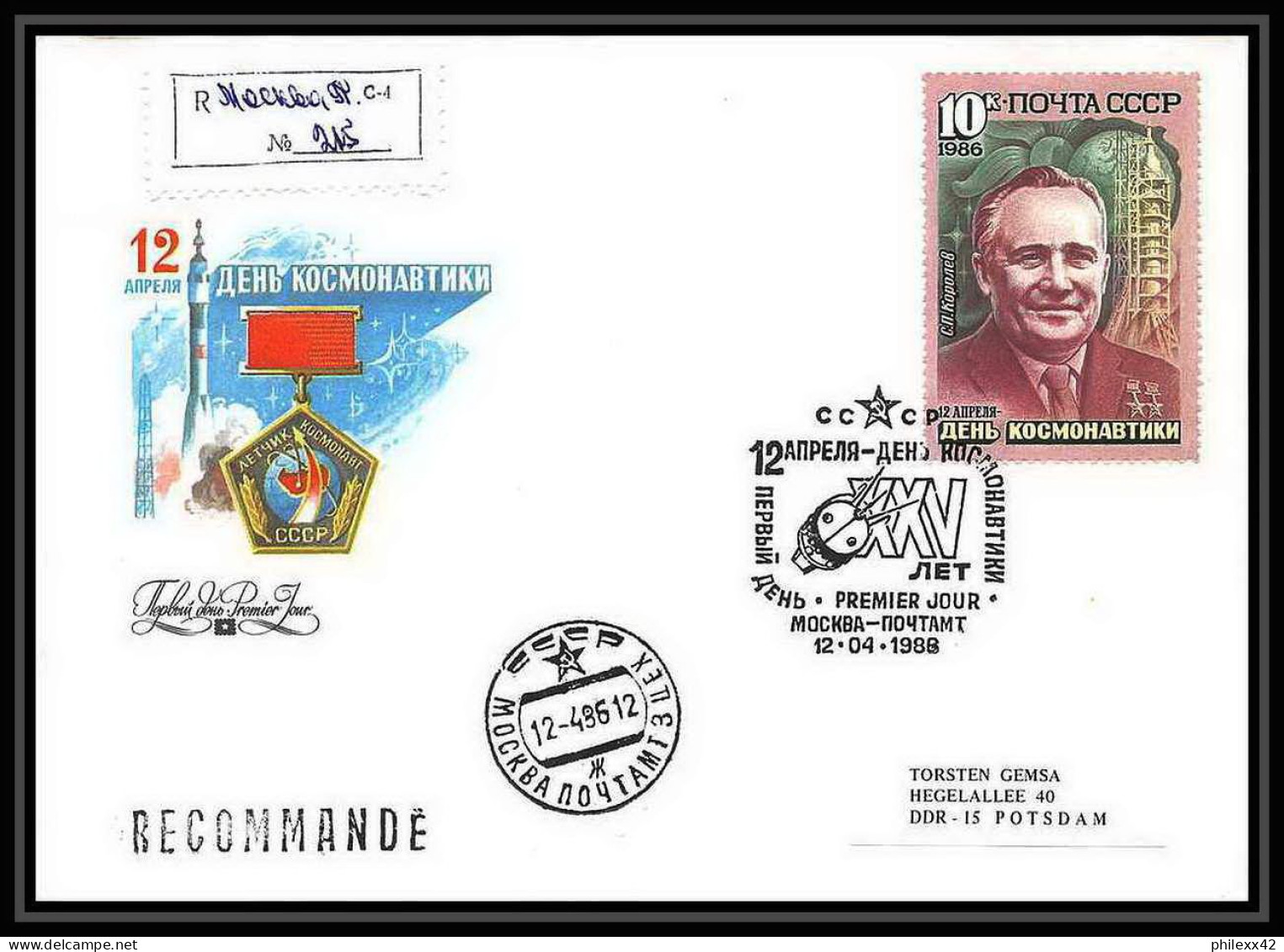9259/ Espace (space Raumfahrt) Lettre (cover Briefe) 12/4/1986 Korolev (Russia Urss USSR) - Russia & USSR