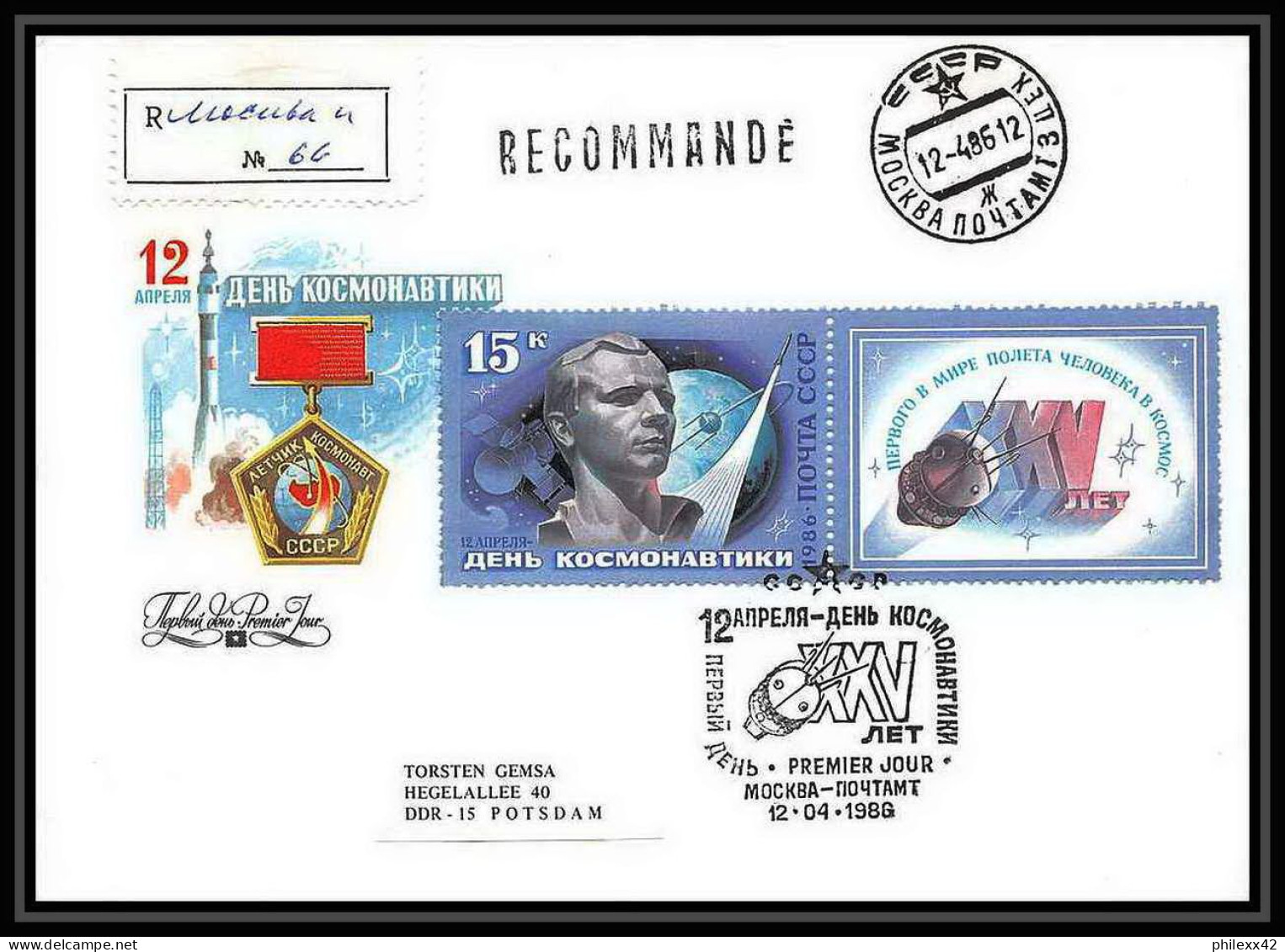 9263/ Espace (space Raumfahrt) Lettre (cover Briefe) 12/4/1986 (Russia Urss USSR) - UdSSR