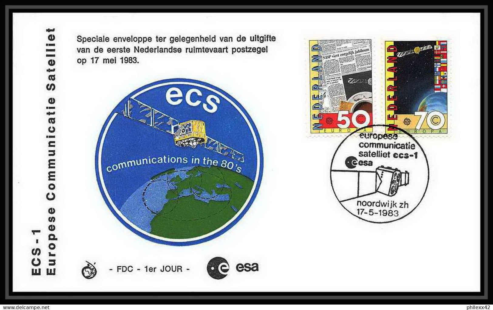 9110/ Espace (space Raumfahrt) Lettre (cover Briefe) 17/5/1983 Satellite Esa Ccs-1 Pays-Bas (Netherlands) - Europa