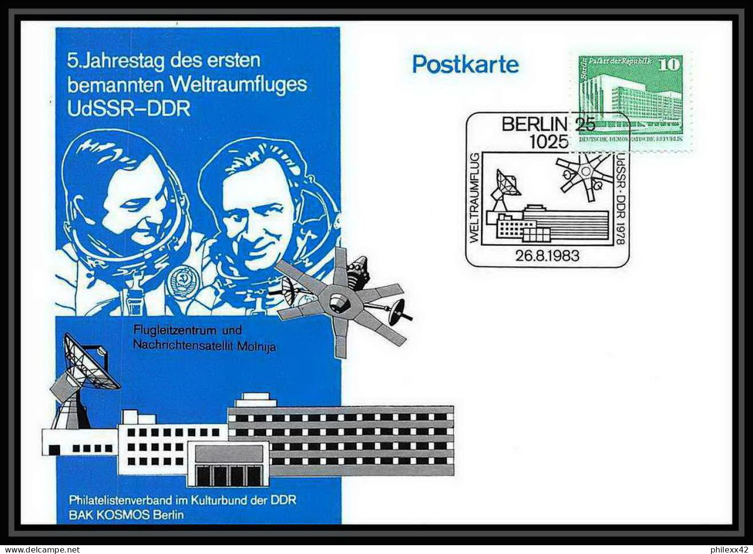 9062/ Espace (space Raumfahrt) Lettre Cover 26/6/1983 Molnija Udssr Allemagne (germany DDR) - Europa