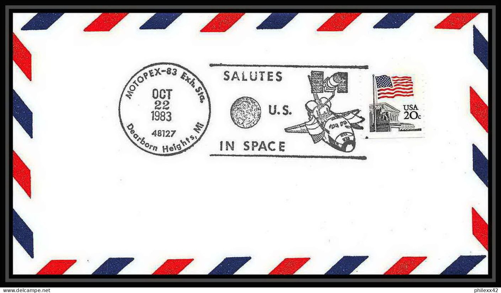 9034/ Espace (space Raumfahrt) Lettre (cover) 22/10/1983 Motopex 83 Dearborn Salutes Us Shuttle (navette) USA - United States