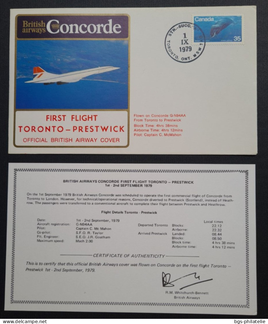 Concorde,  TARANTO- PRESTWICK Le 1/9/1979. - Concorde