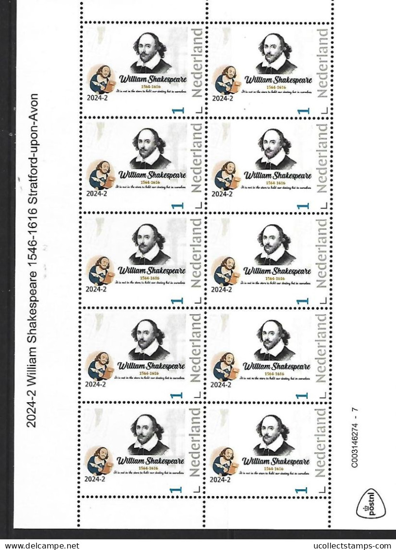 Nederland  2024-42 William Shakespeare  Vel-sheetlet  Postfris/mnh/neuf - Ungebraucht