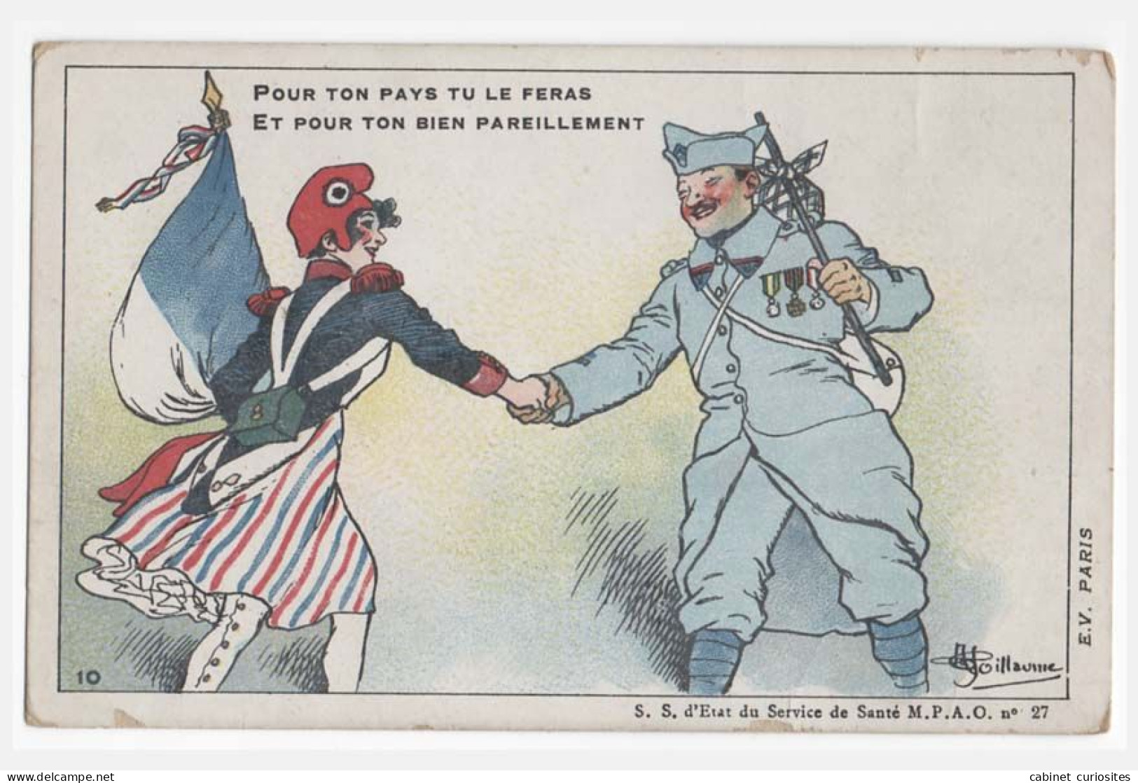 Illustrateur A. Guillaume - Carte Postale Patriotique Pour Ton Pays Tu Le Feras - Etat Du Service De Santé M.P.A.O N° 27 - Guillaume