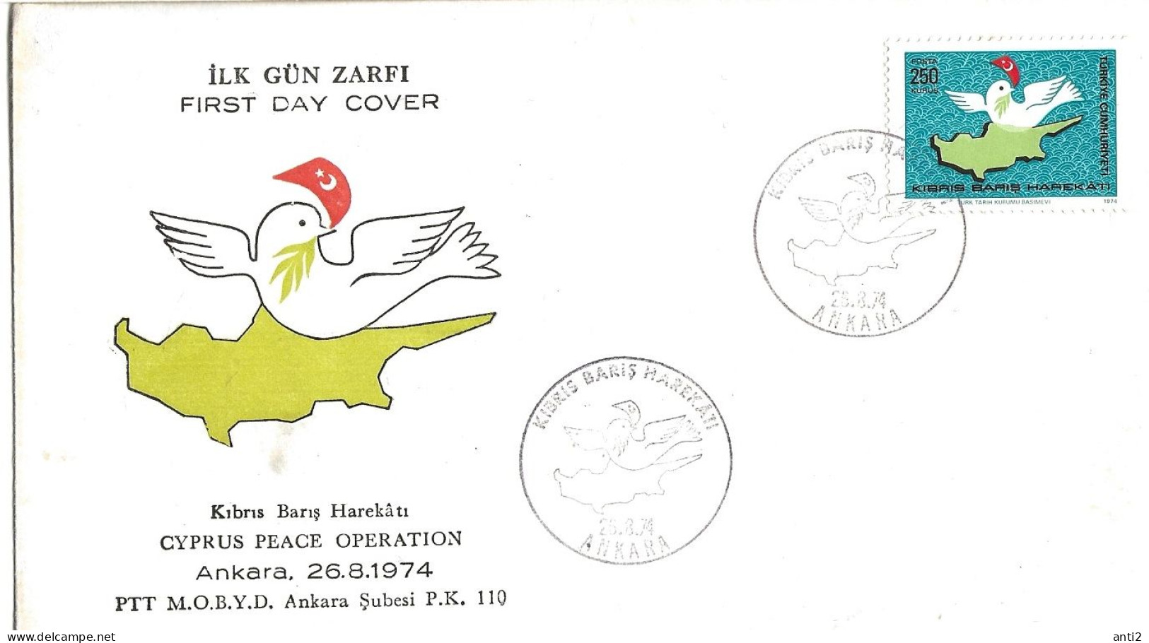 Turkey 1974  Turkish "Peace Operation" In Cyprus.. Mi 2331 FDC - Covers & Documents