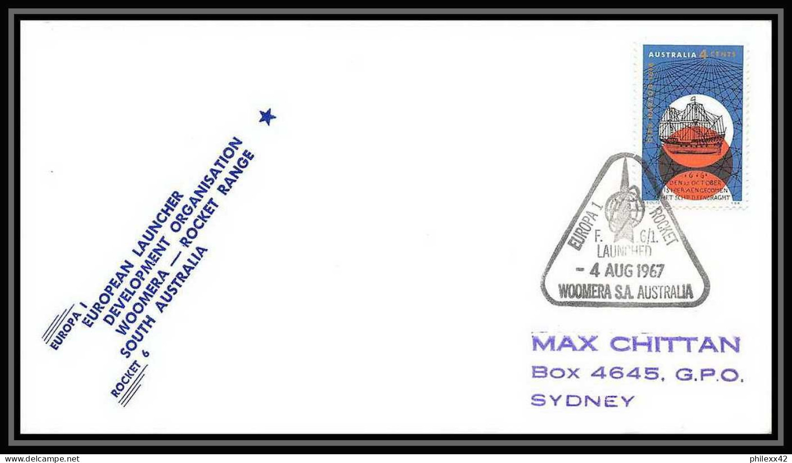 10897/ Espace (space Raumfahrt) Lettre (cover Briefe) 4/8/1967 Europa 1 Rocket Launched Woomera Australie (australia) - Océanie