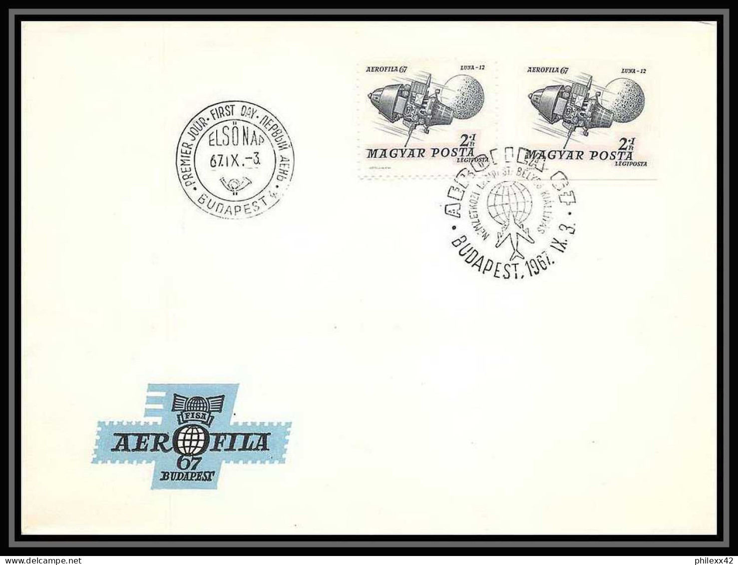 10862/ Espace (space Raumfahrt) Lettre (cover Briefe) 3/9/1967 Aerophila 67 Budapest Hongrie (Hungary) - Europe