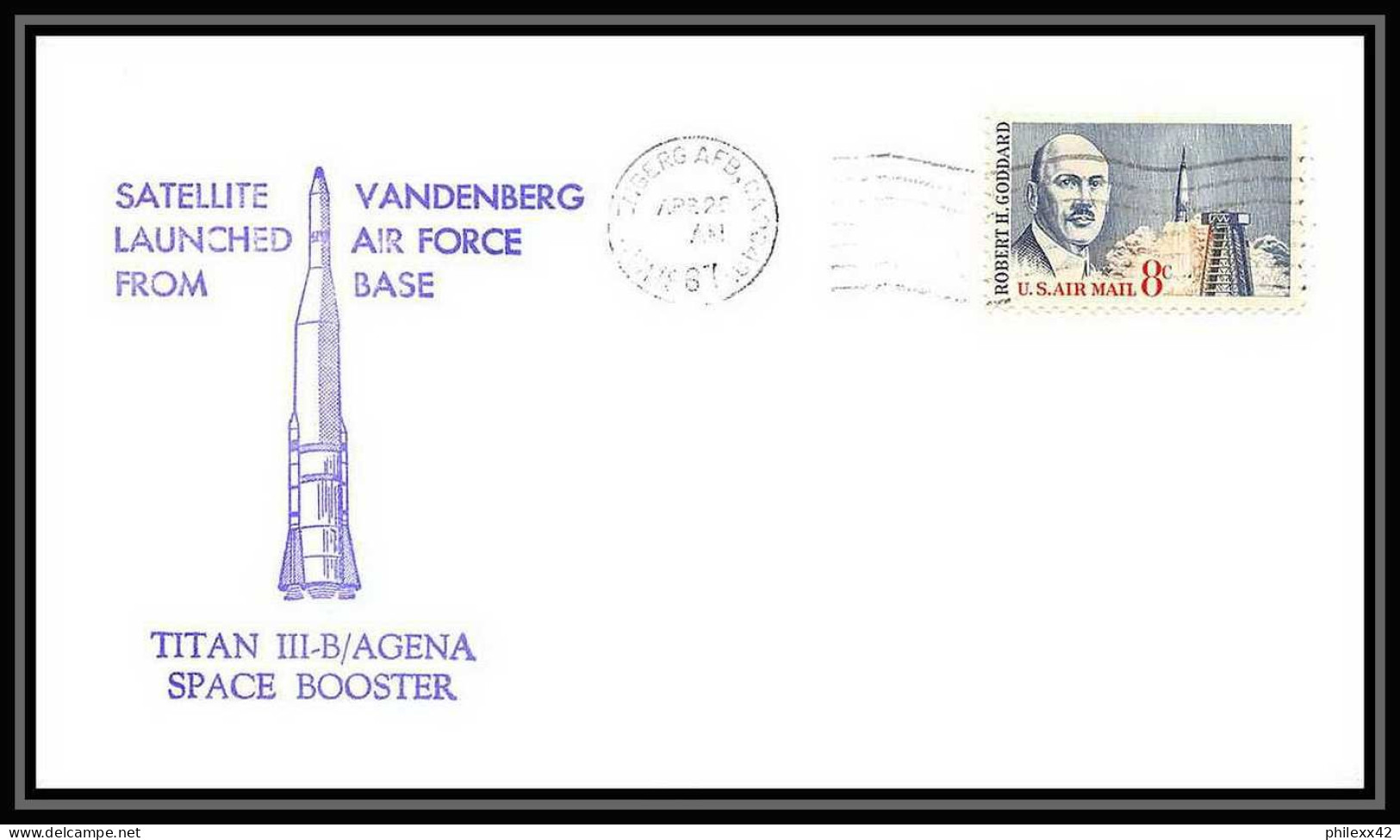 10815/ Espace (space Raumfahrt) Lettre (cover Briefe) 26/4/1967 Titan 3 B AGENA BOOSTER Vandenberg USA - Etats-Unis