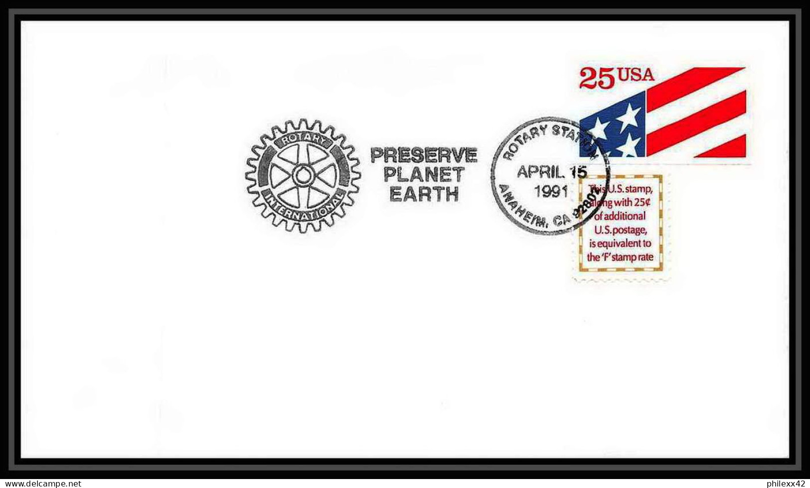 10511/ Espace (space Raumfahrt) Lettre (cover Briefe) 15/4/1991 Rotary Preserve Planet Earth USA - Estados Unidos