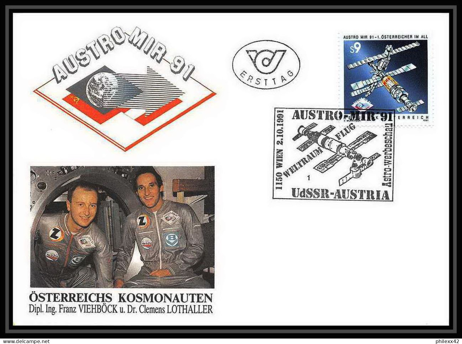 10435/ Espace (space Raumfahrt) Lettre (cover Briefe) 2/10/1991 Austro Mir 91 Udssr Autriche (Austria) - Europe