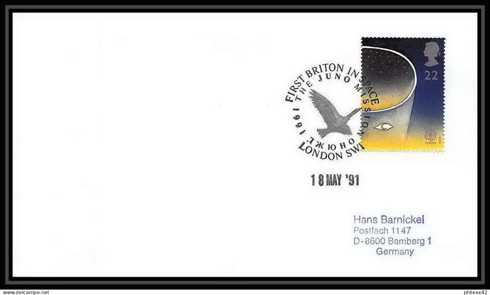 10424/ Espace (space Raumfahrt) Lettre (cover Briefe) 1991 Great Britain - Europe