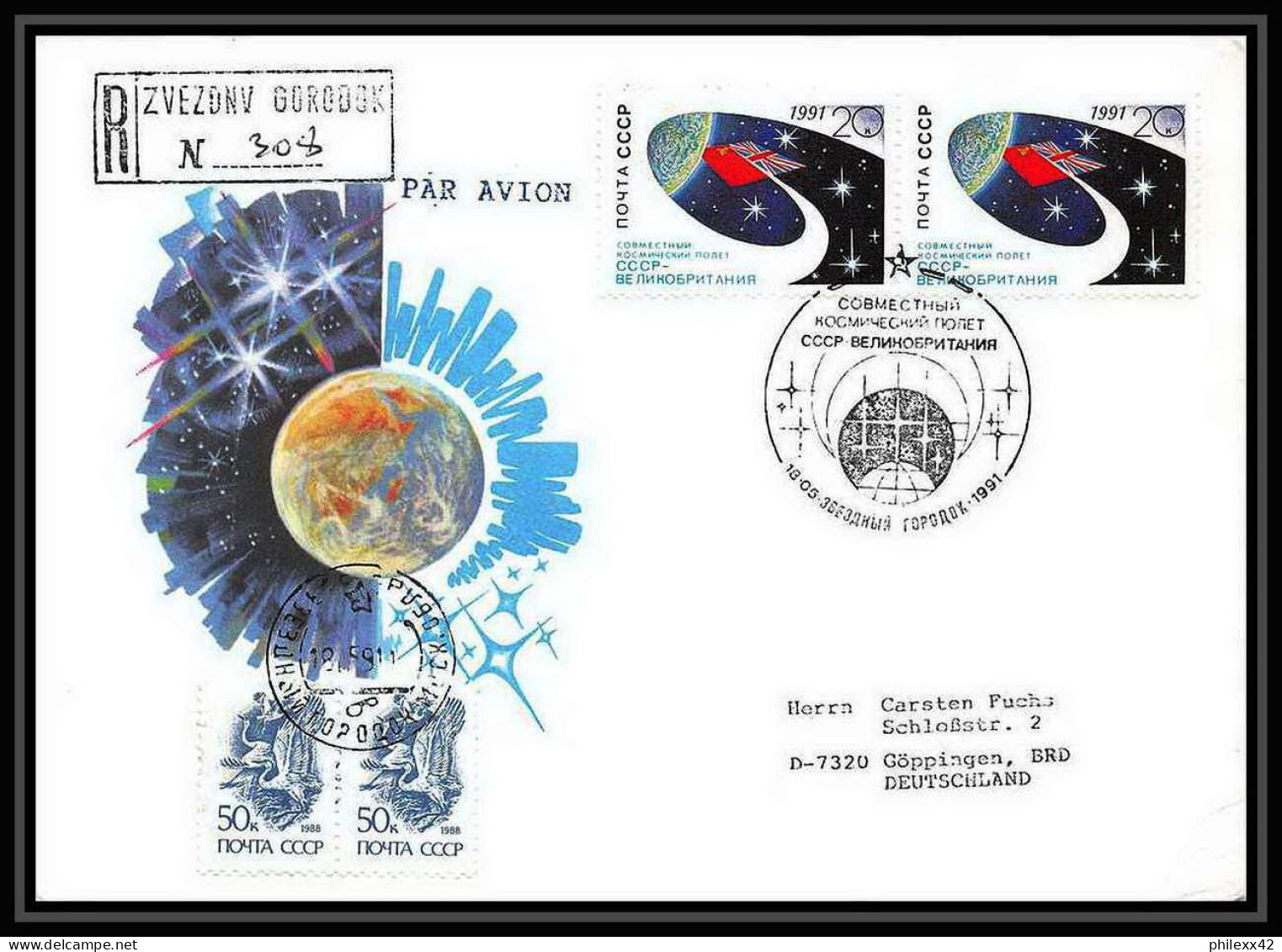 10329/ Espace (space Raumfahrt) Lettre (cover) 18/4/1991 Soyuz (soyouz Sojus) Start Tm-12 (urss USSR) - UdSSR