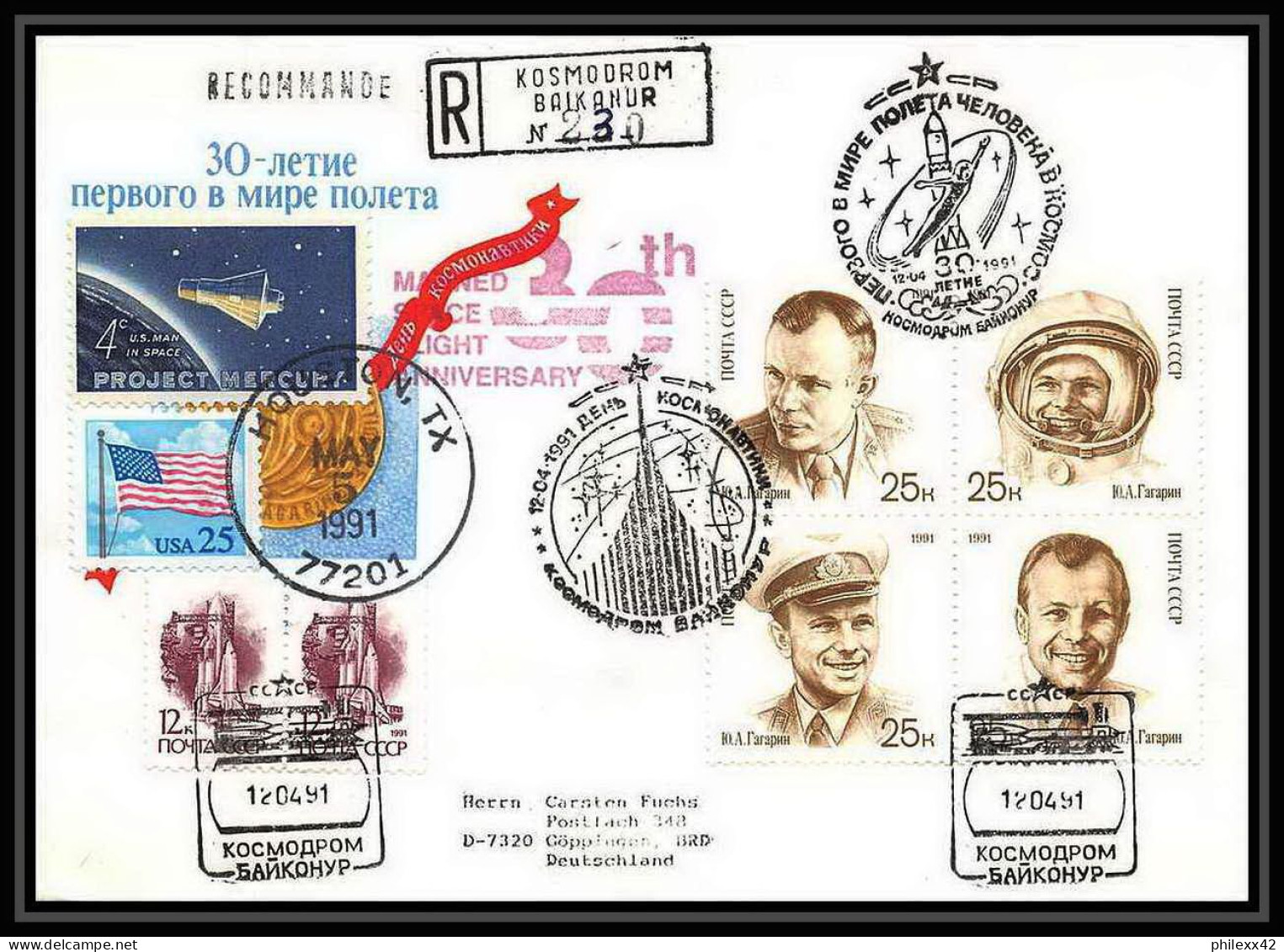 10287/ Espace (space Raumfahrt) Lettre (cover Briefe) 12/4/1991 Gagarine Gagarin (urss USSR) - Russia & USSR