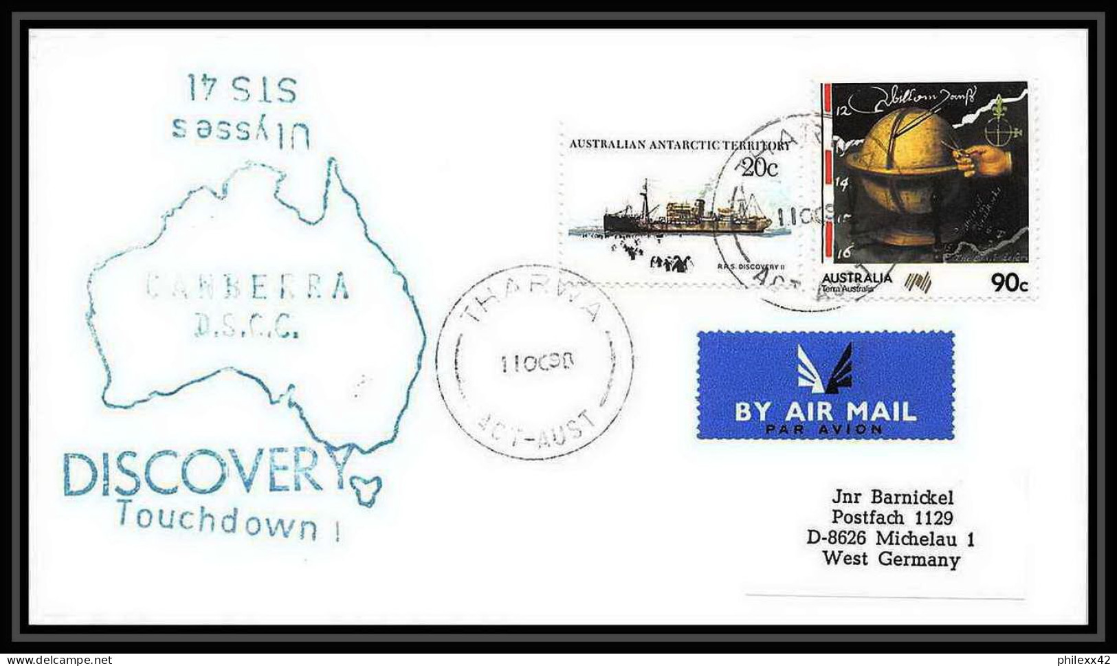 10215/ Espace (space Raumfahrt) Lettre (cover) 11/10/1990 Shuttle (navette) Sts-41 Discovery Australie (australia) - Oceanía