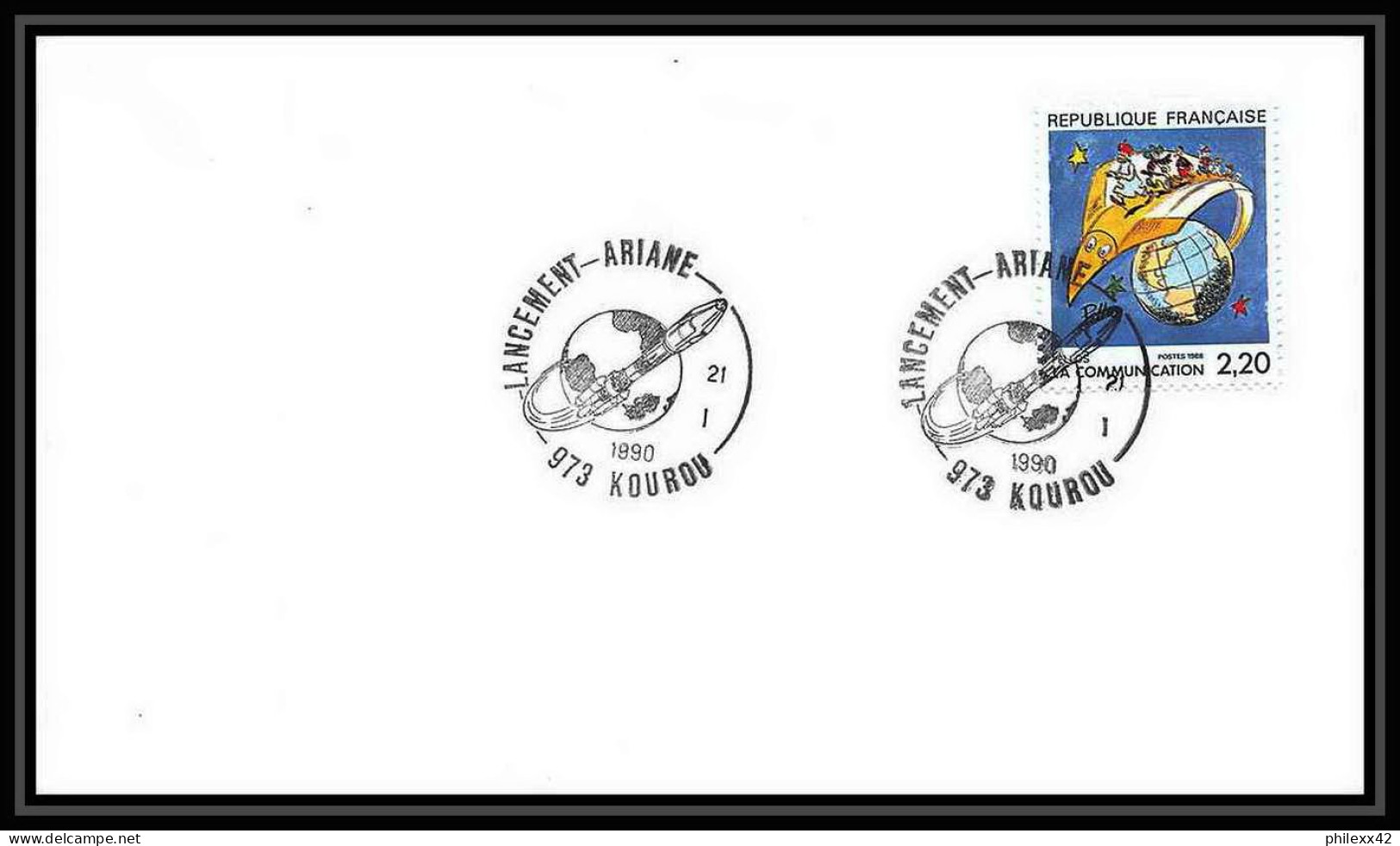 10165/ Espace (space Raumfahrt) Lettre (cover Briefe) 21/1/1990 Lancement Ariane Kourou France - Europa