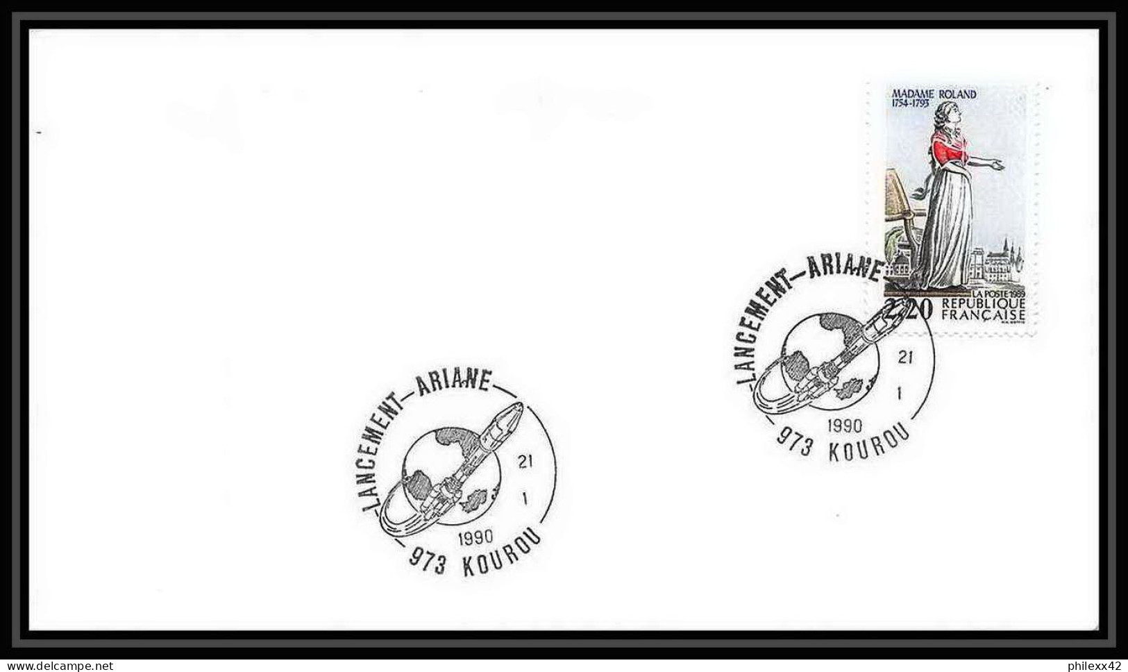 10164/ Espace (space Raumfahrt) Lettre (cover Briefe) 21/1/1990 Lancement Ariane Kourou France - Europe