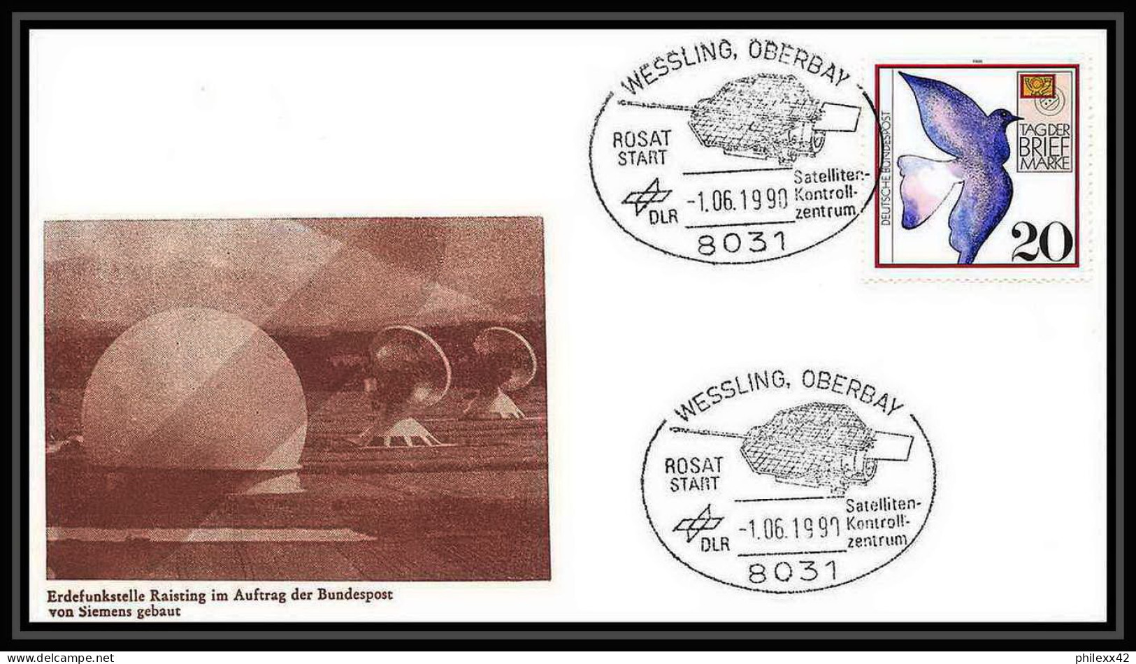10145/ Espace (space Raumfahrt) Lettre (cover) 1/6/1990 Wessling Oberbay Rosat Start Allemagne (germany Bund) - Europa