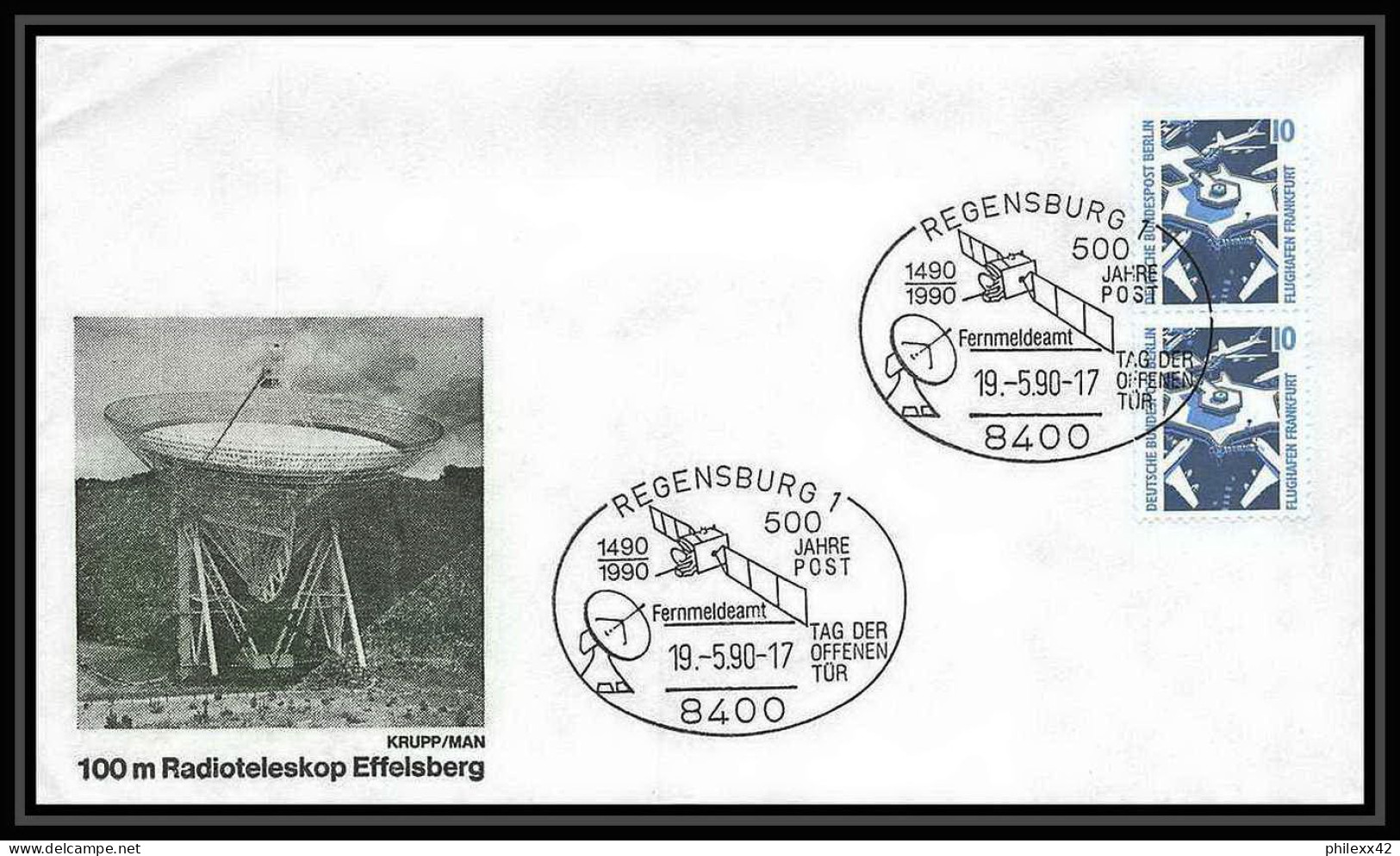 10156/ Espace (space Raumfahrt) Lettre (cover Briefe) 19/5/1990 Regenburg Radioteleskop Allemagne (germany Bund) - Europe